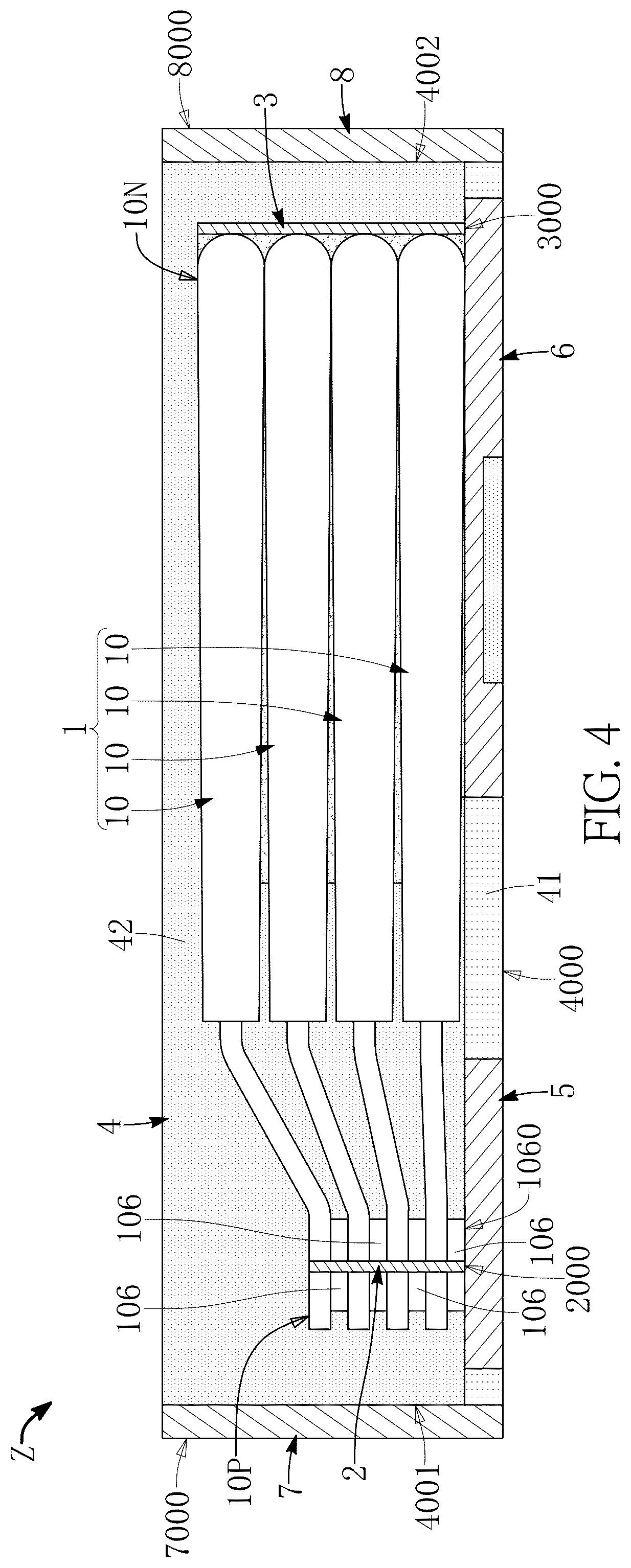 Patent US12586732 Figure 4 – Capacitor assembly package structure having outermost reinforcement structures