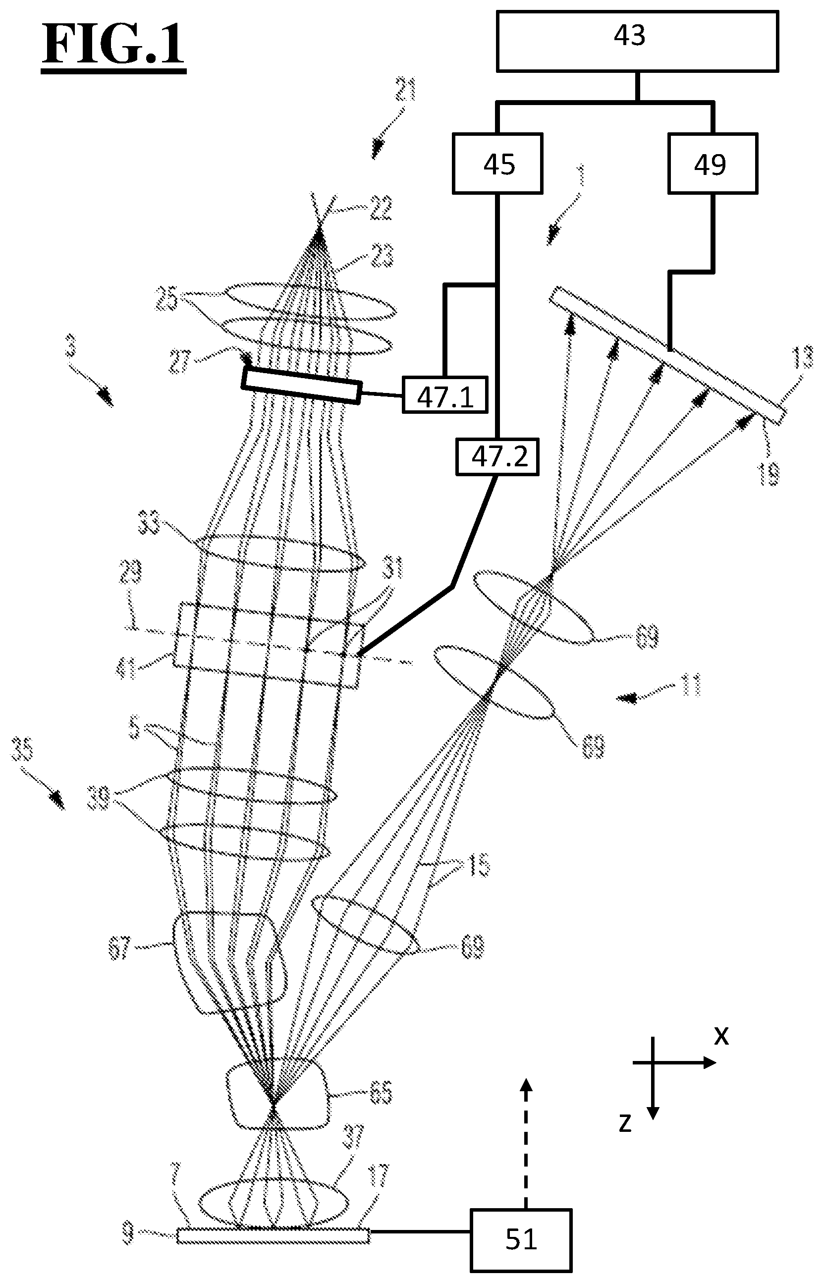 Patent US12586749 Figure 1 – Certain improvements of multi-beam generating and multi-beam deflecting units