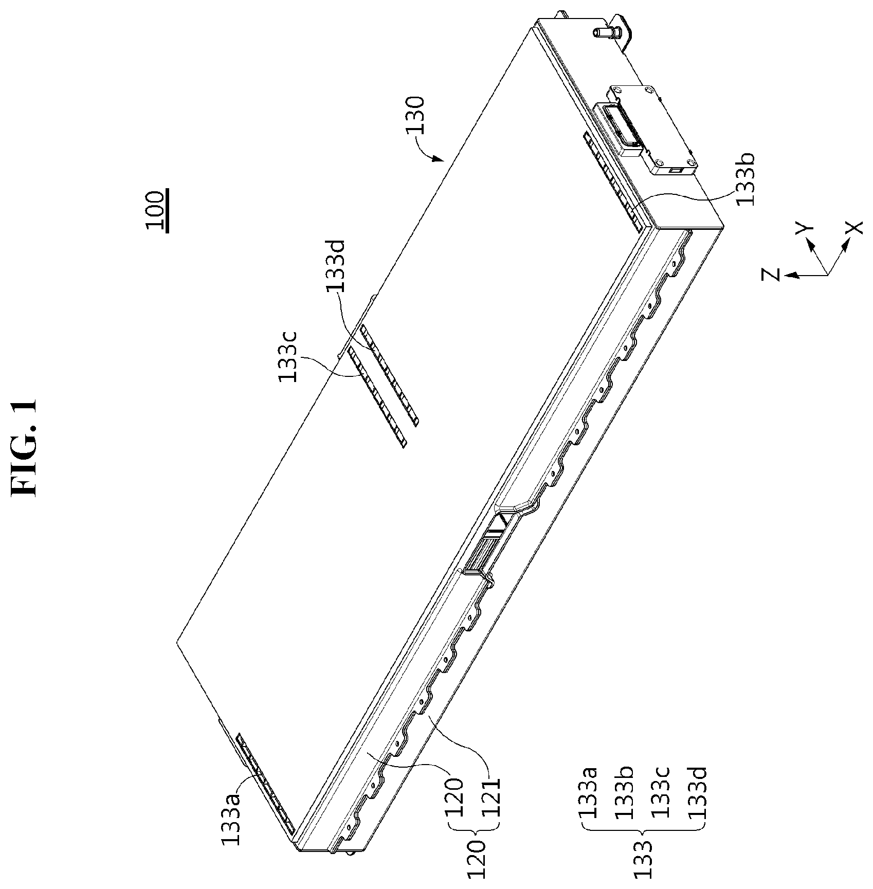 Patent US12586865 Figure 1 – Battery module, and battery pack and vehicle comprising the same