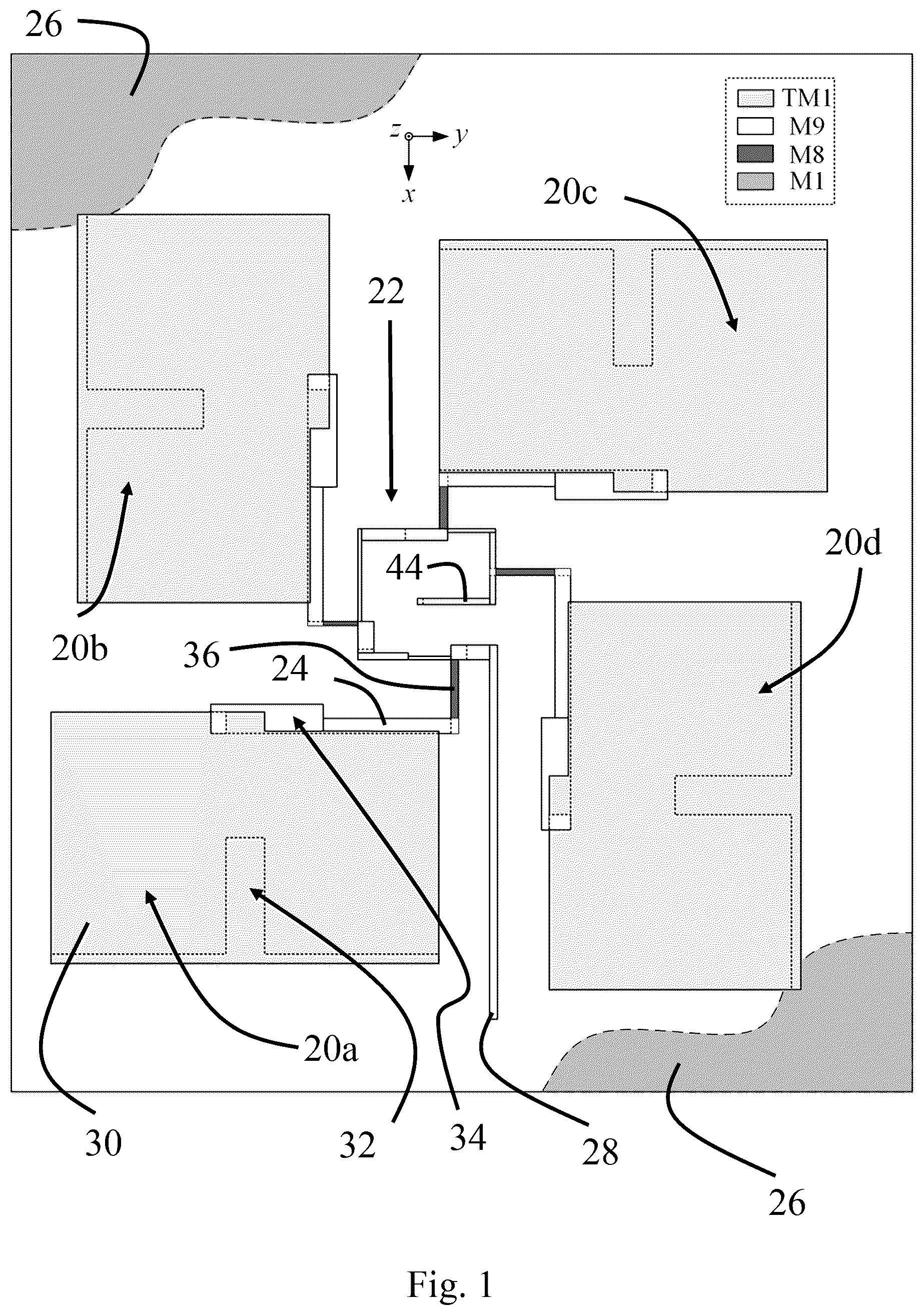 Patent US12586907 — Reactance-loaded sequential-phase feed network for a highly compact wideband on-chip circularly polarized antenna — Figure 1