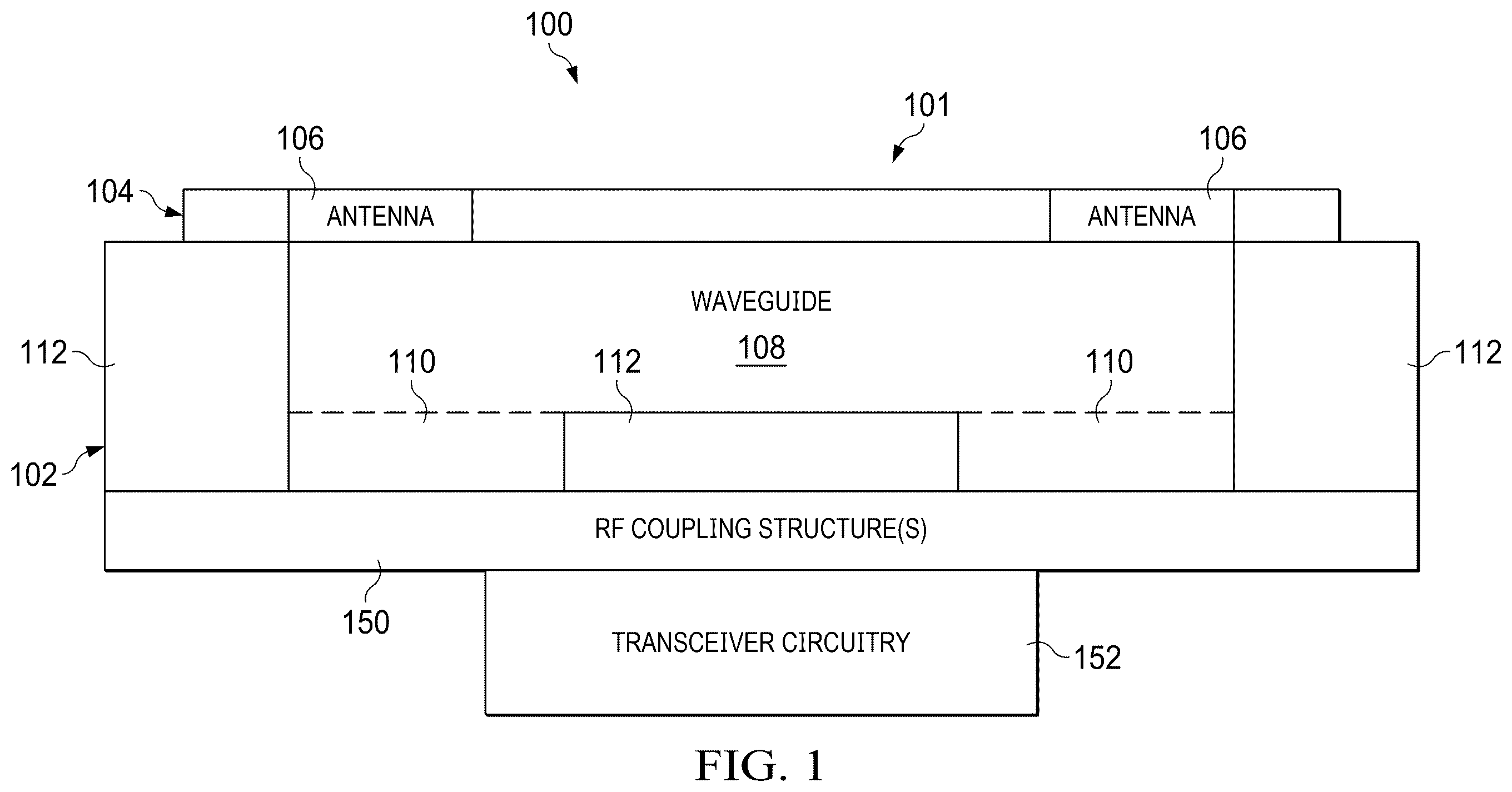 Patent US12586915 — Antenna assembly with metallized cavity waveguide — Figure 1
