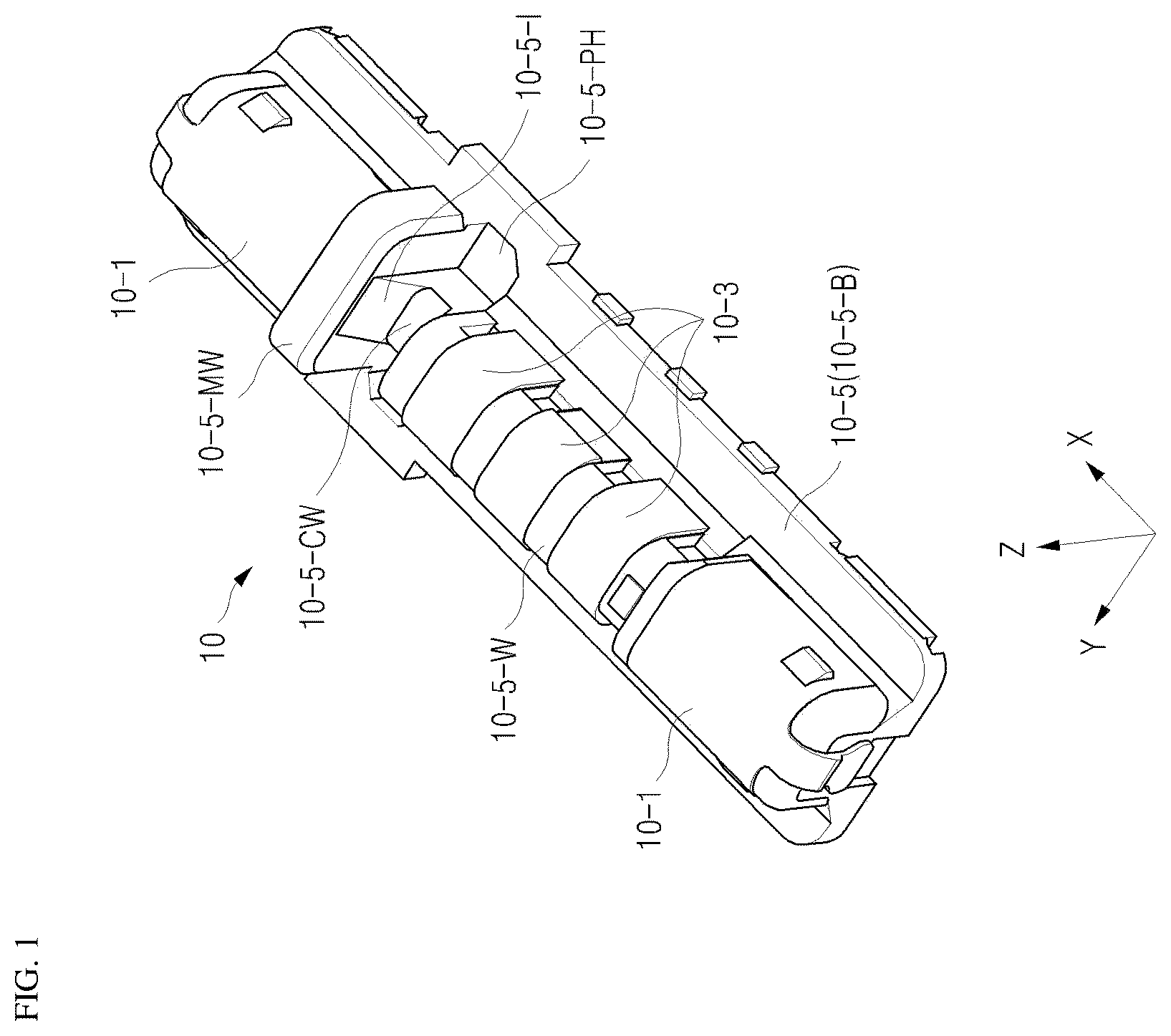 Patent US12586956 — Miniaturized electrical connector with features to prevent short circuit of power terminals — Figure 1