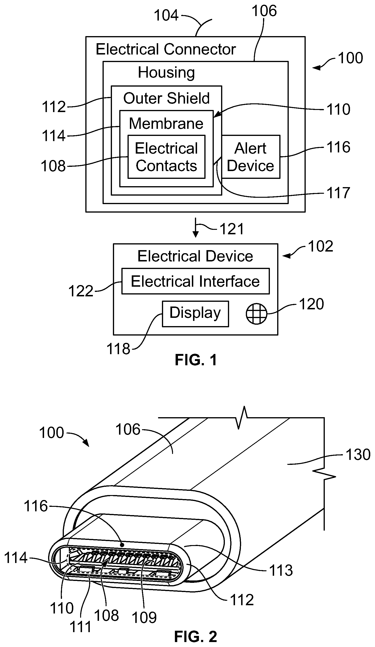 Patent US12586963 — Electrical connector having an anomaly alert system and a brittle membrane — Figure 1