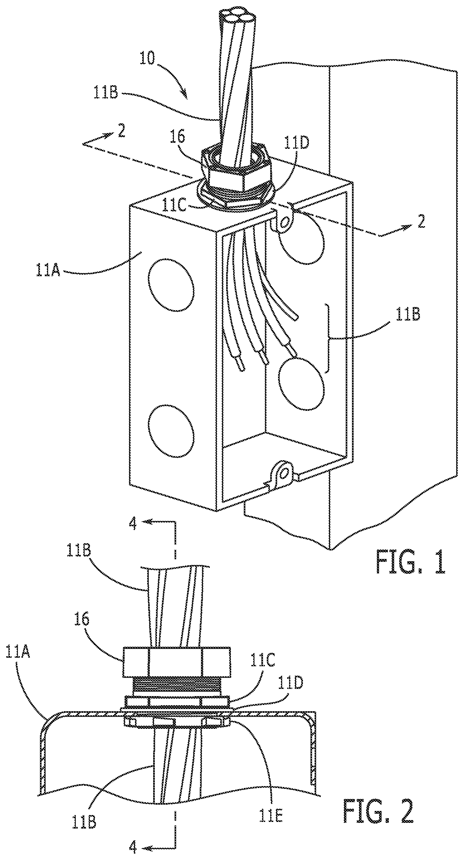 Patent US12586996 — Junction box connector with watertight gland — Figure 1