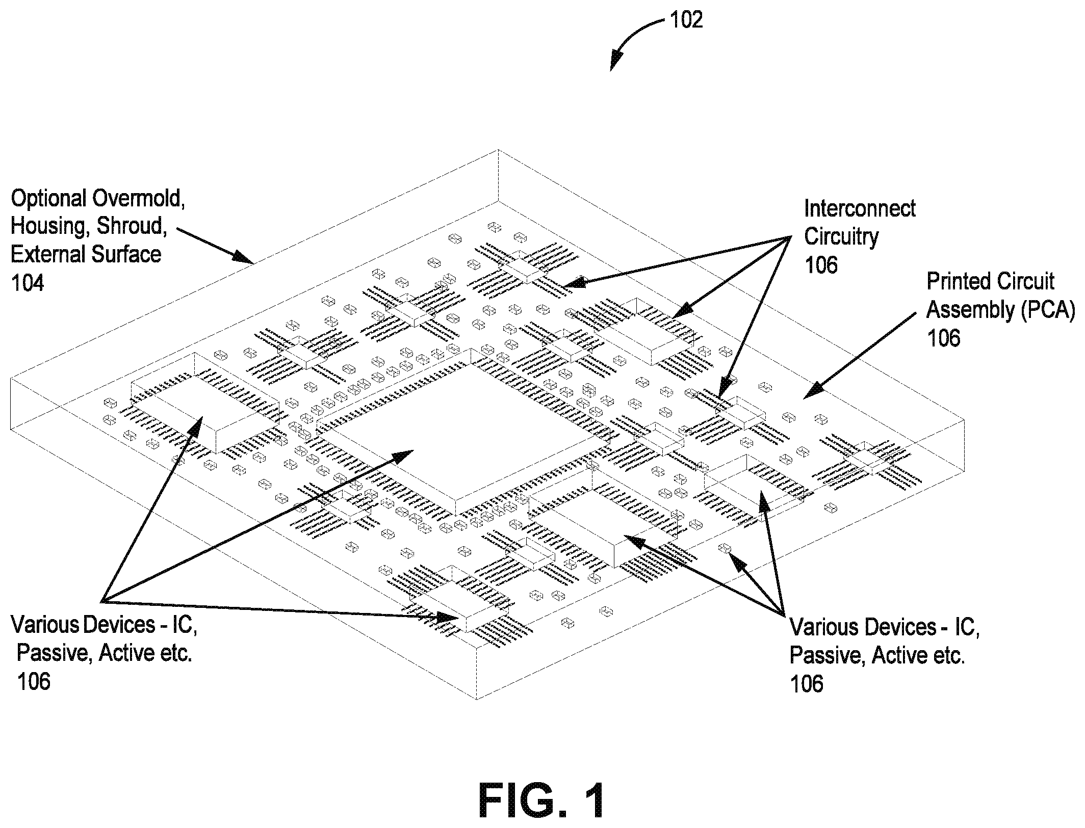 Patent US12588143 — Liquid crystal polymer embedded microelectronics device — Figure 1