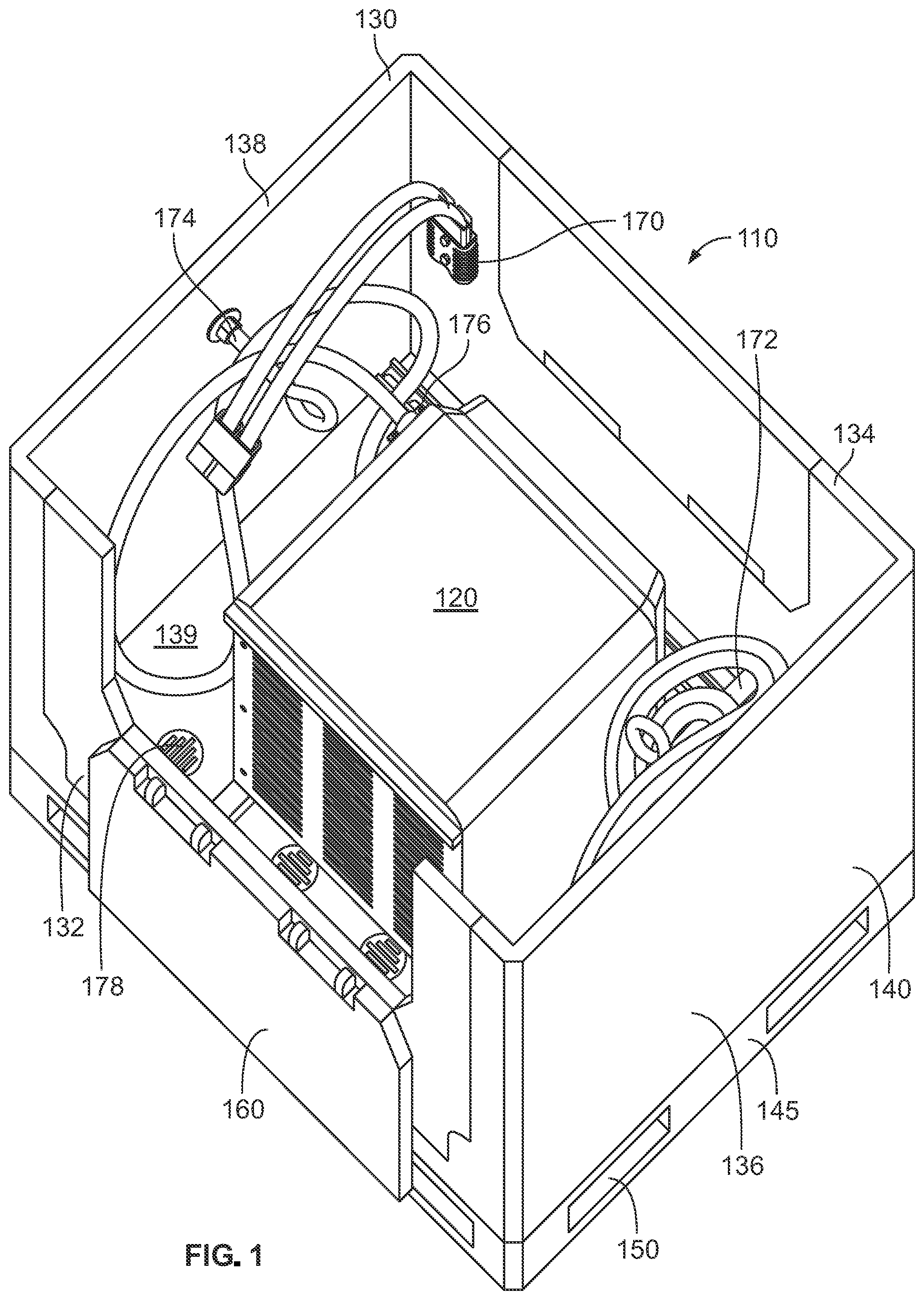 Patent US12588155 — Portable container for an industrial battery charger — Figure 1