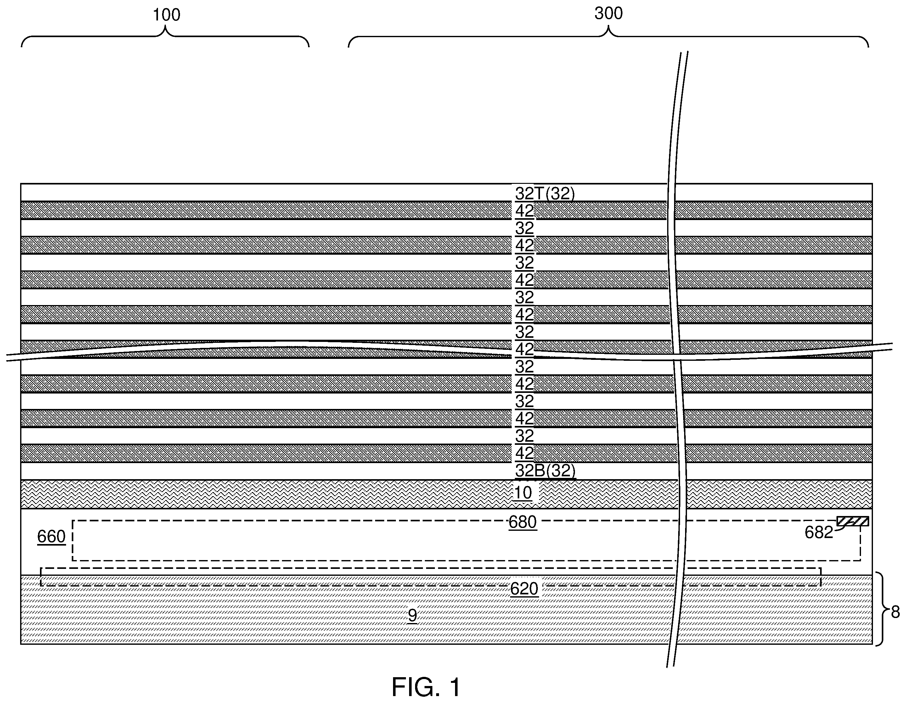 Patent US12588209 Figure 1 – Three-dimensional memory device containing composite word lines including a respective fluorine-free capping sublayer and methods of forming the same