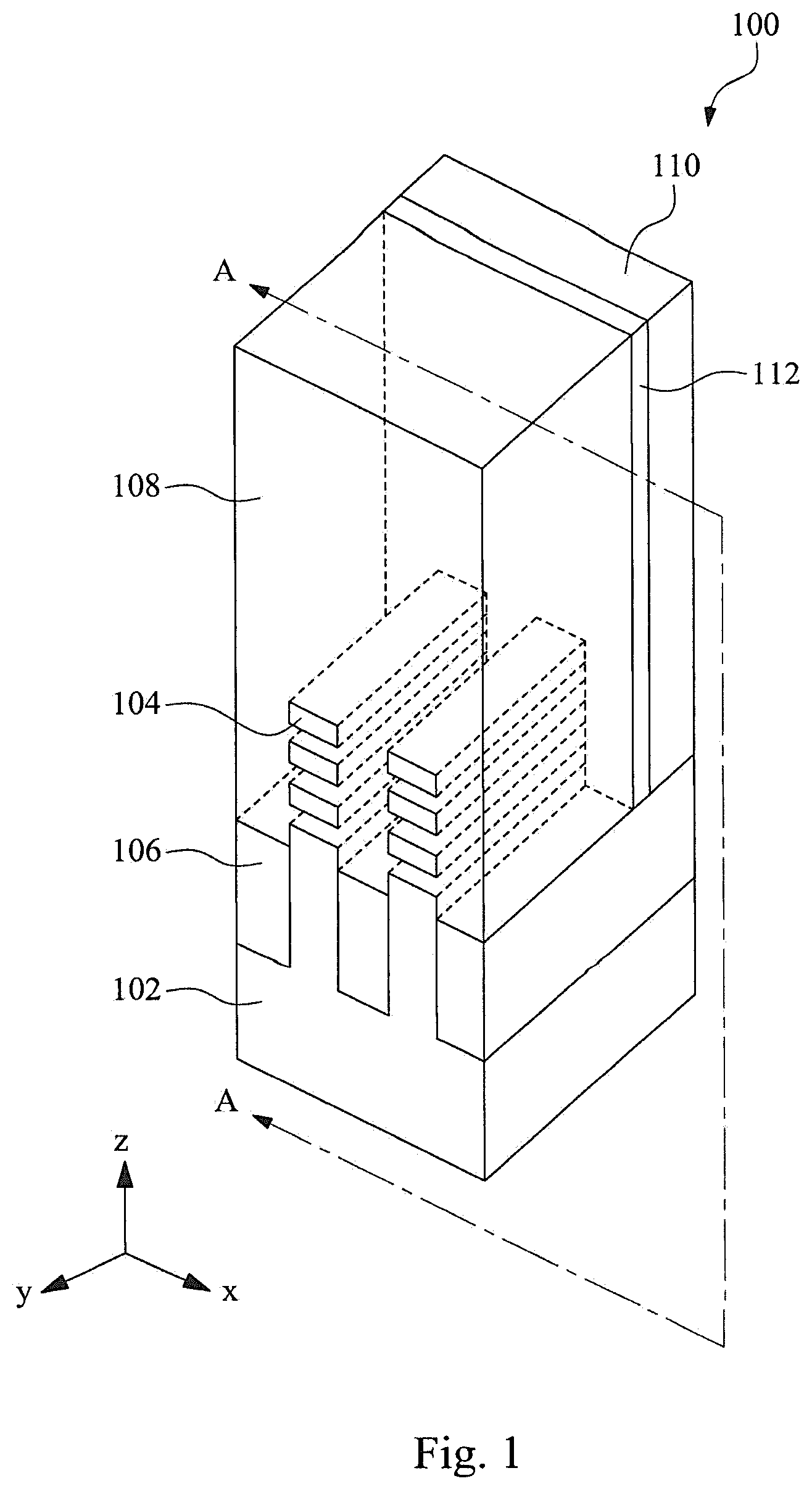 Patent US12588234 — Semiconductor devices with implanted STI regions and methods of forming the same — Figure 1