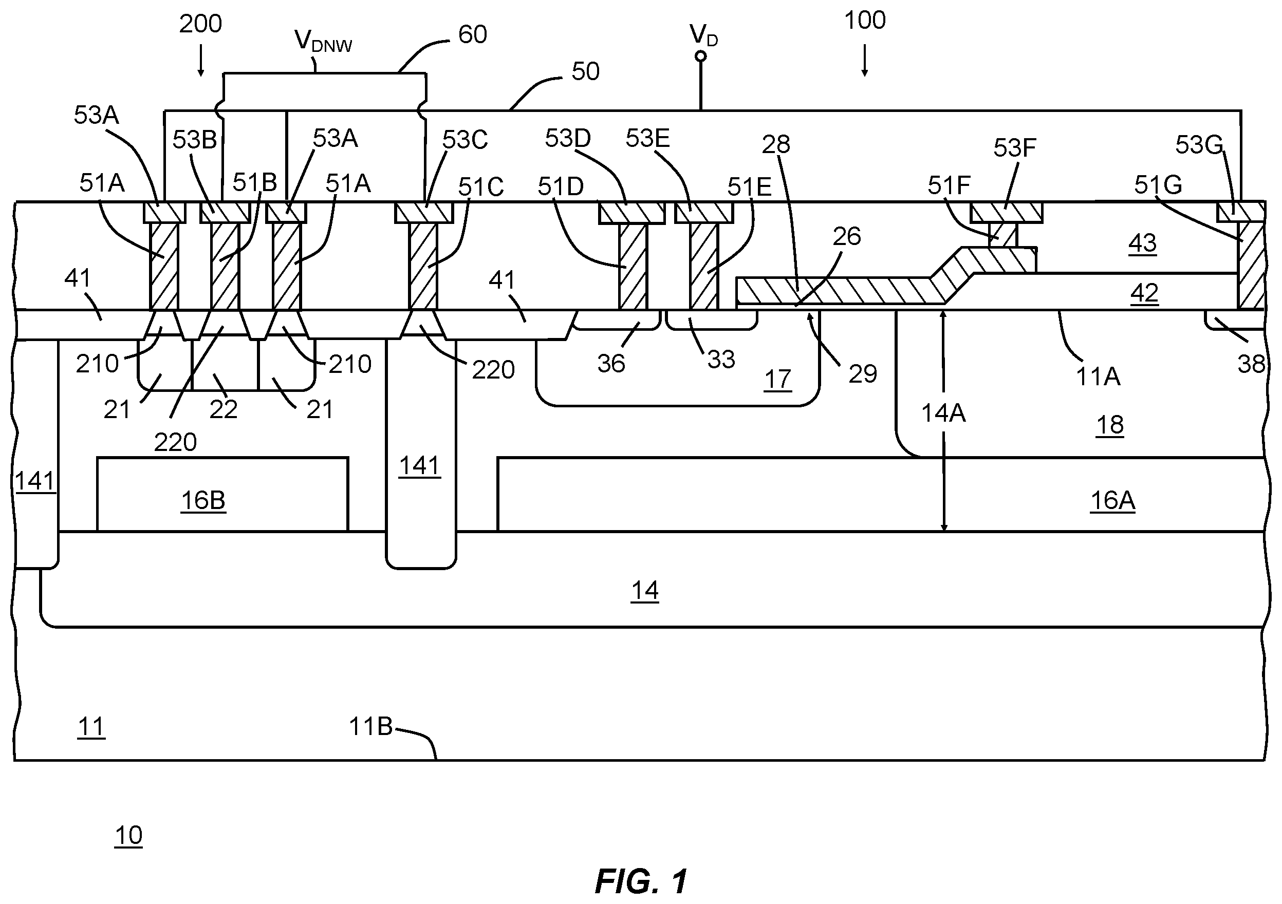 Patent US12588274 — Semiconductor structures and methods of manufacturing semiconductor structures — Figure 1
