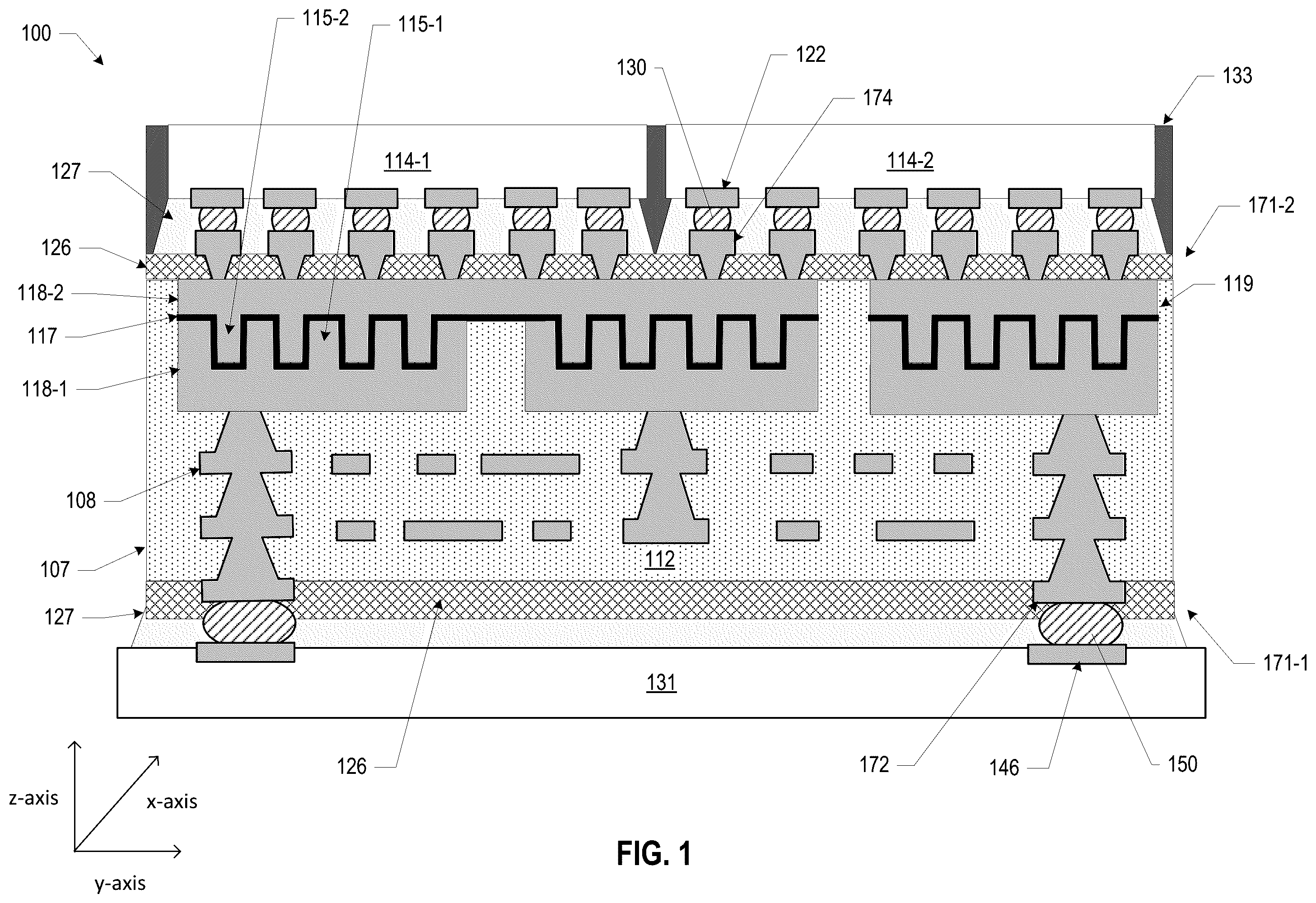 Patent US12588291 — Substrates including micro-structured thin film capacitors — Figure 1