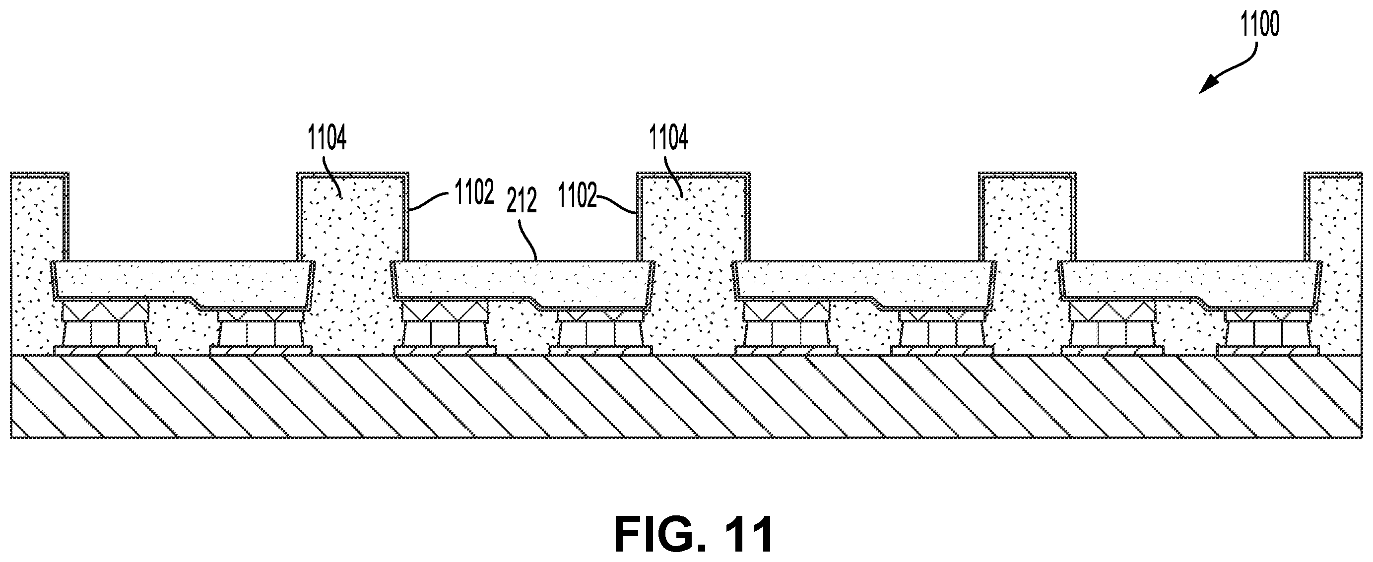 Patent US12588329 Figure 10 – High-density micro-LED arrays with reflective sidewalls