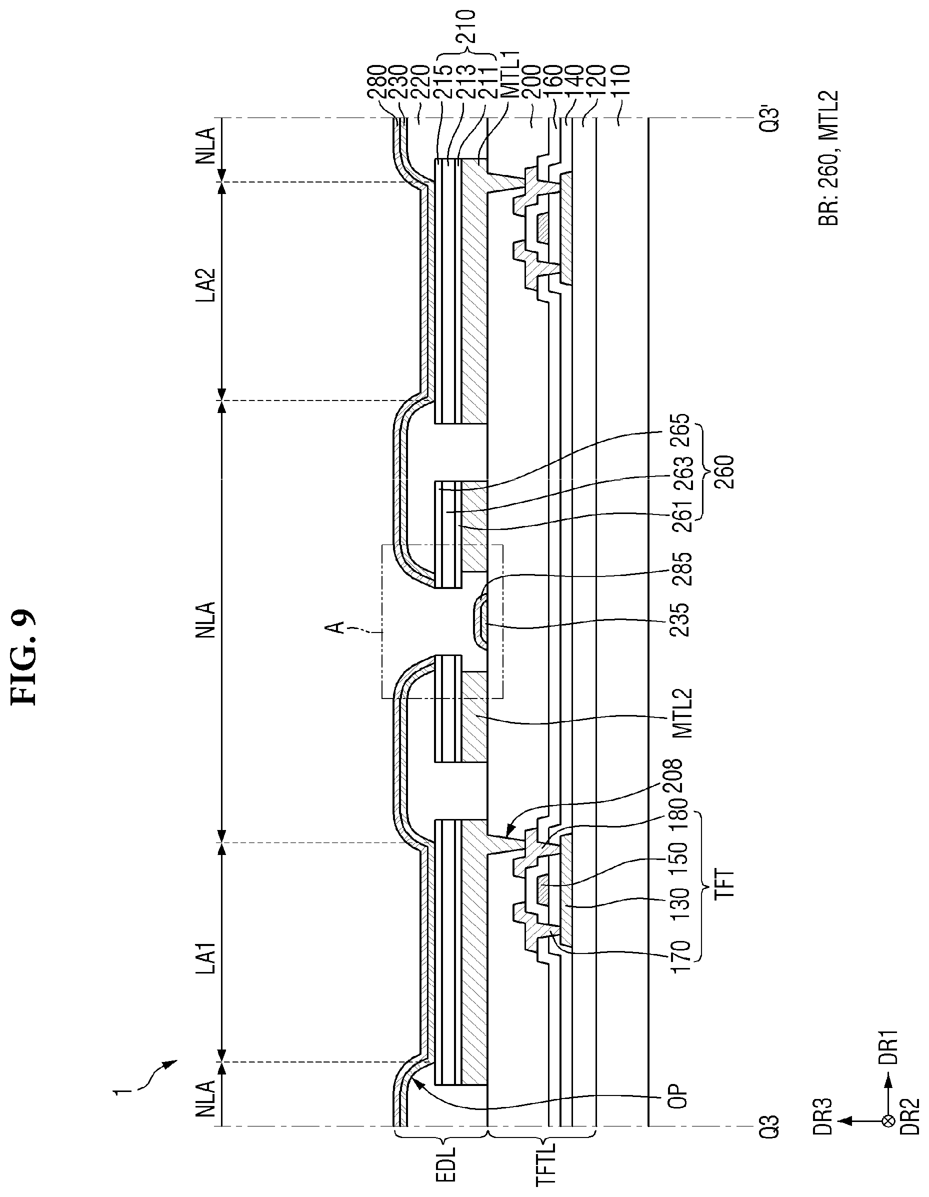 Patent US12588364 Figure 9 – Display device and method for manufacturing the same
