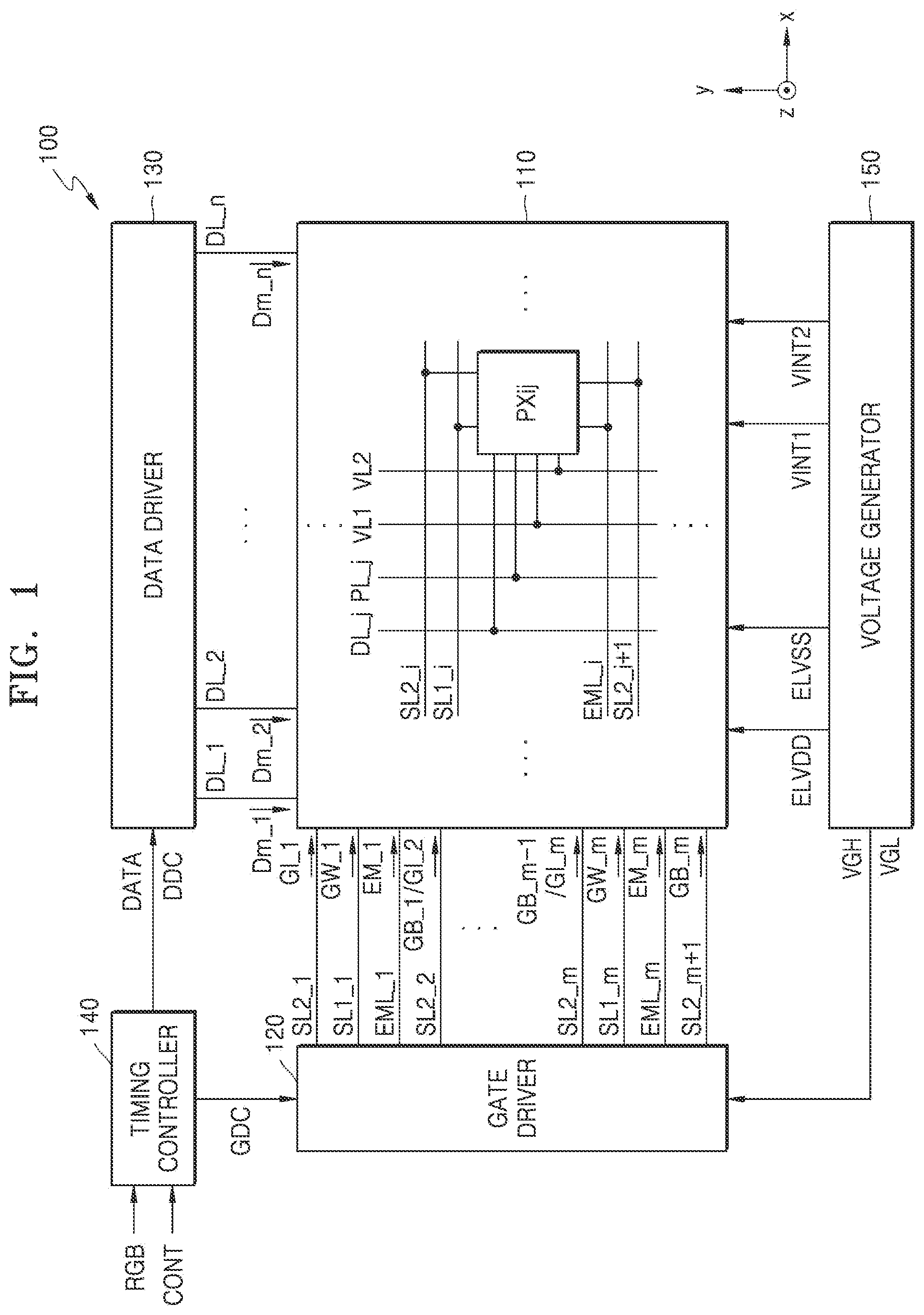 Patent US12588378 — Display apparatus including connecting patterns connecting conductive patters — Figure 1