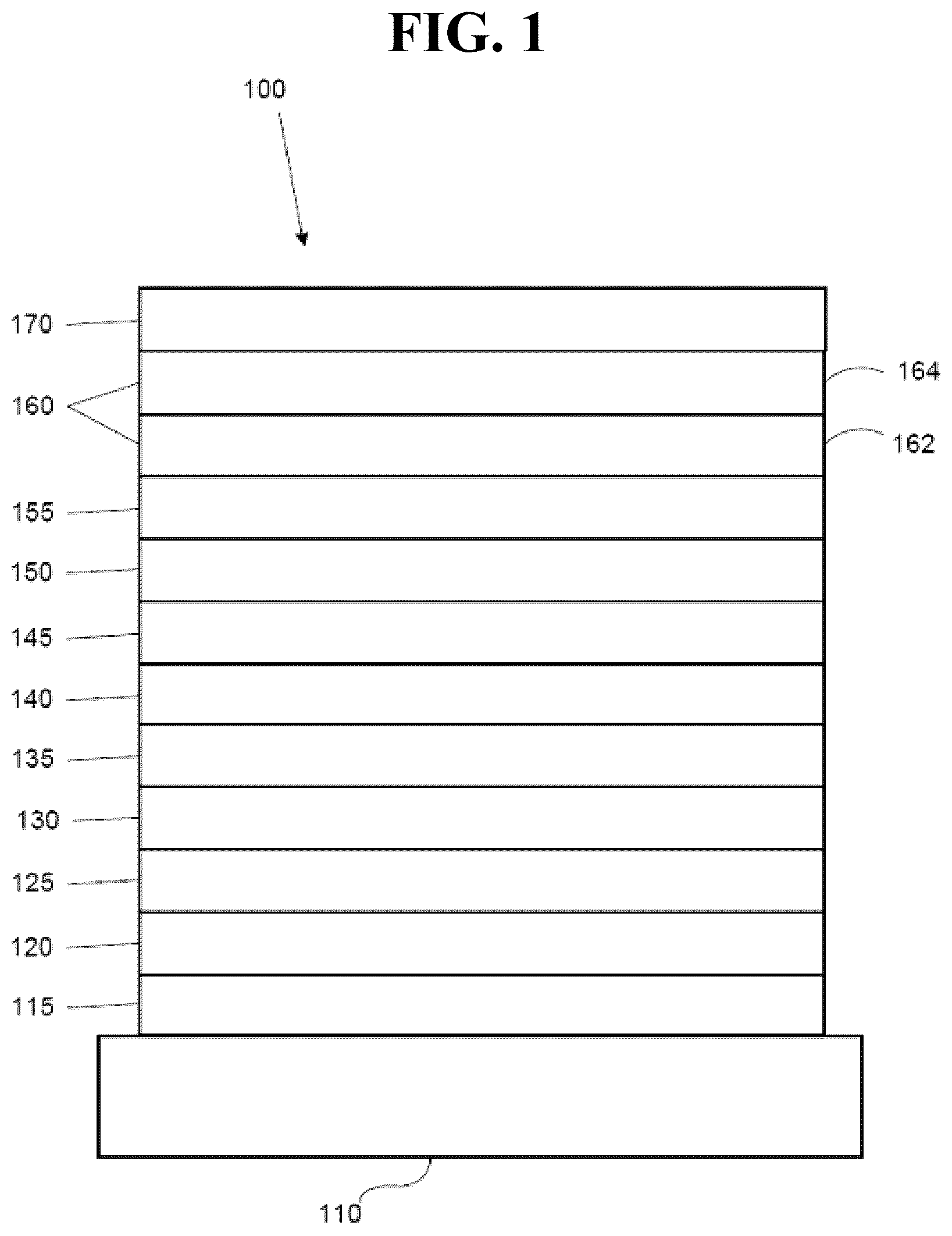 Patent US12588382 — Color stable multicolor OLED device structures — Figure 1