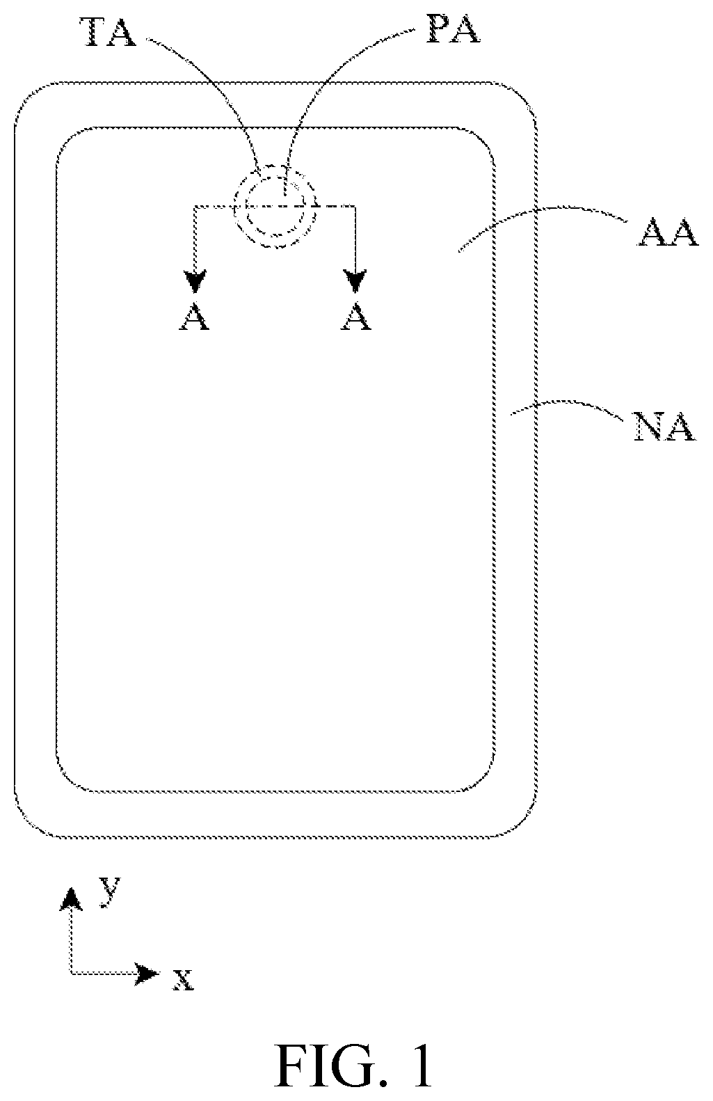 Patent US12588393 — Display panel and display device with openings in the transition areas — Figure 1