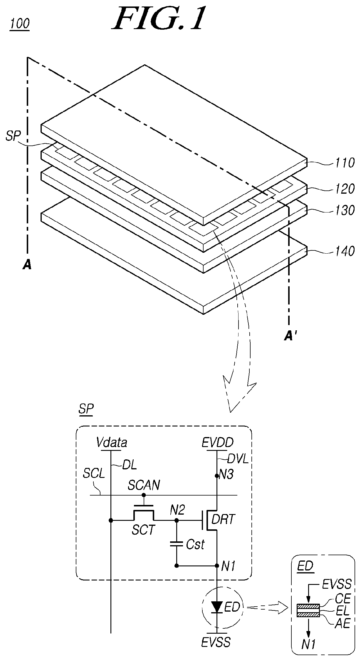 Patent US12588400 — Display device — Figure 1