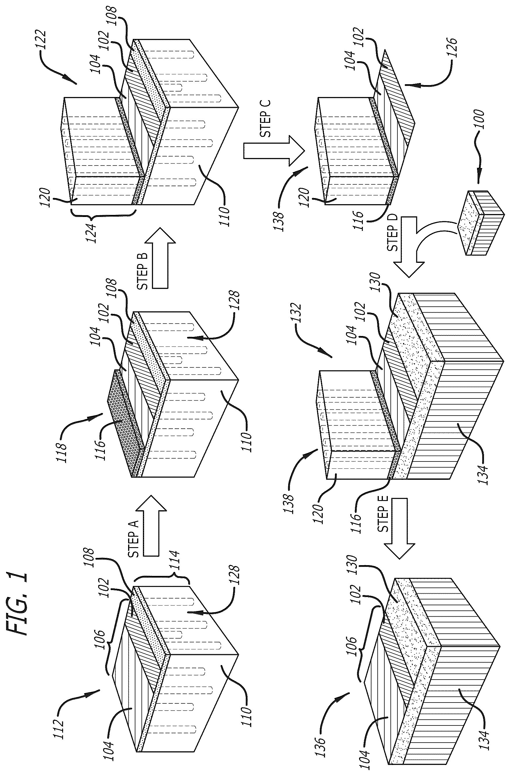 Patent US12588432 Figure 1 – Methods for transferring graphene to substrates and related lithographic stacks and laminates