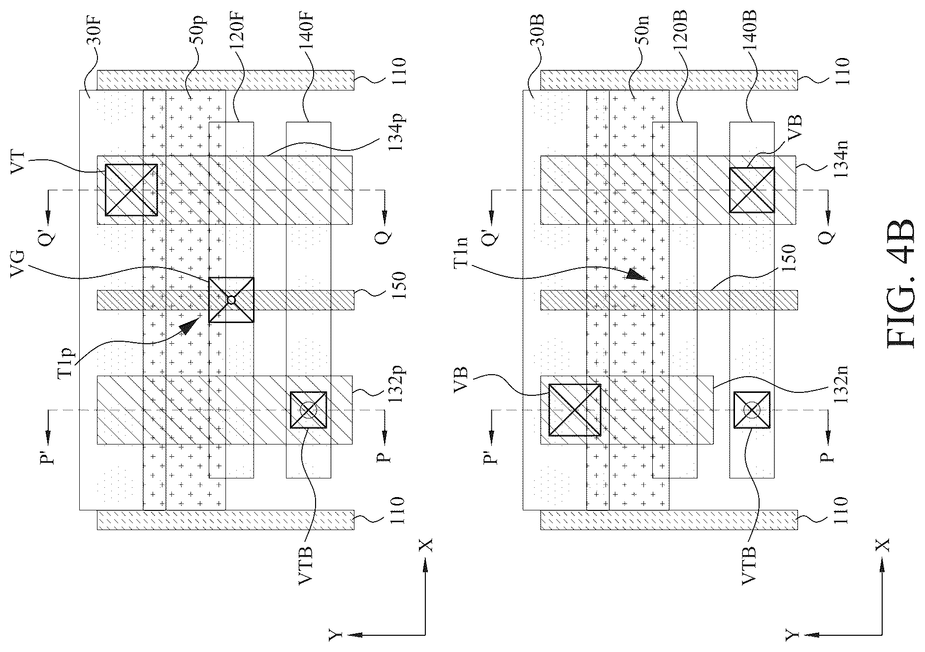 Patent US12588491 Figure 12 – Power rail and signal line arrangement in integrated circuits having stacked transistors