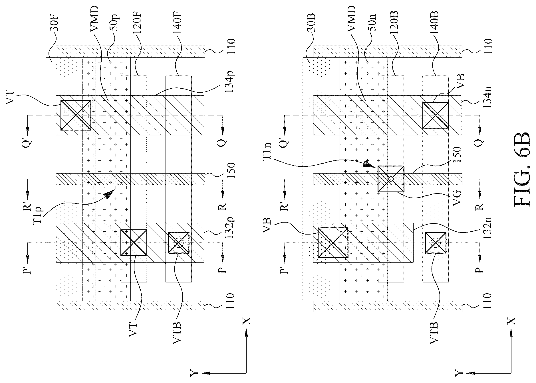 Patent US12588491 Figure 19 – Power rail and signal line arrangement in integrated circuits having stacked transistors