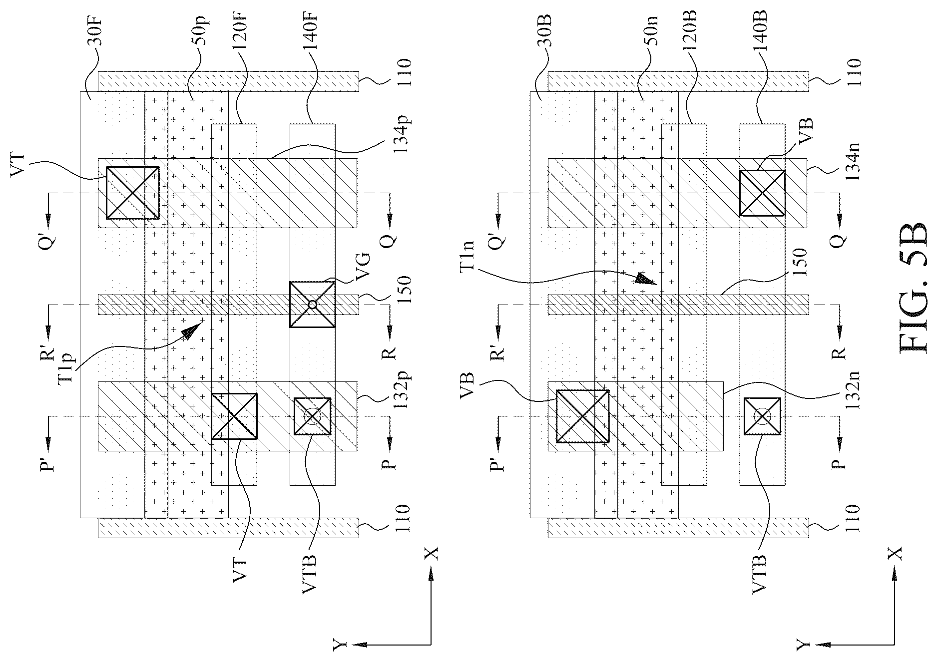 Patent US12588492 Figure 15 – Power rail and signal line arrangement in integrated circuits having stacked transistors