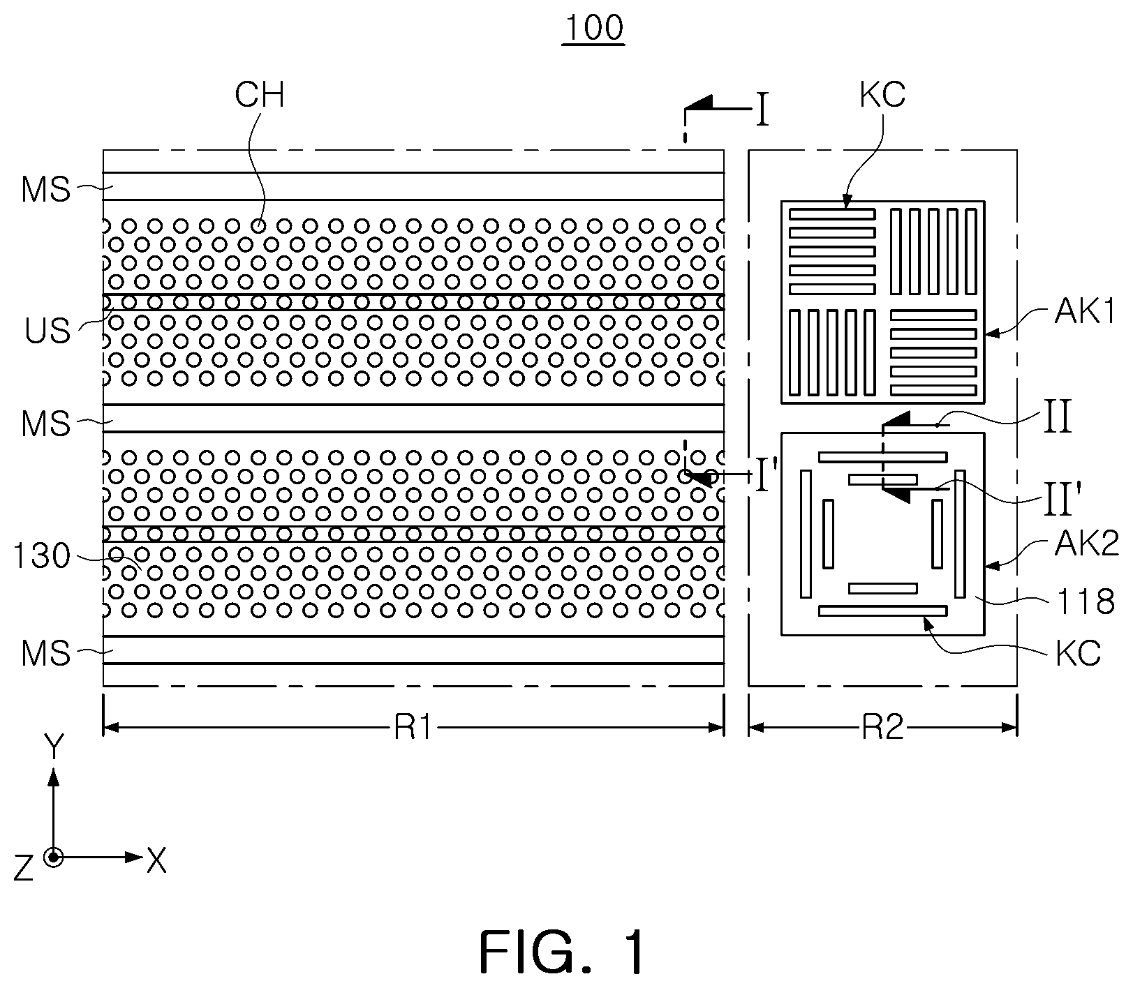 Patent US12588516 — Semiconductor devices and data storage systems including the same — Figure 1