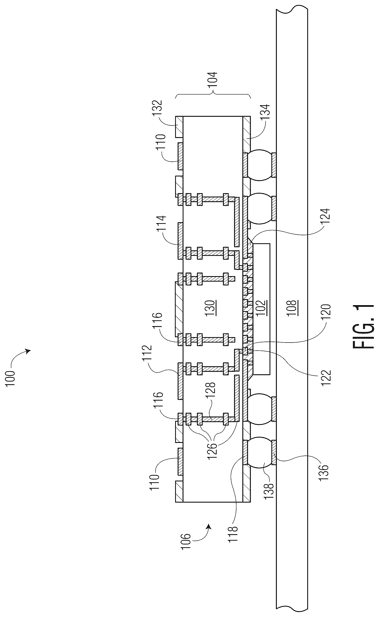 Patent US12588517 — Semiconductor device with self-aligned waveguide and method therefor — Figure 1