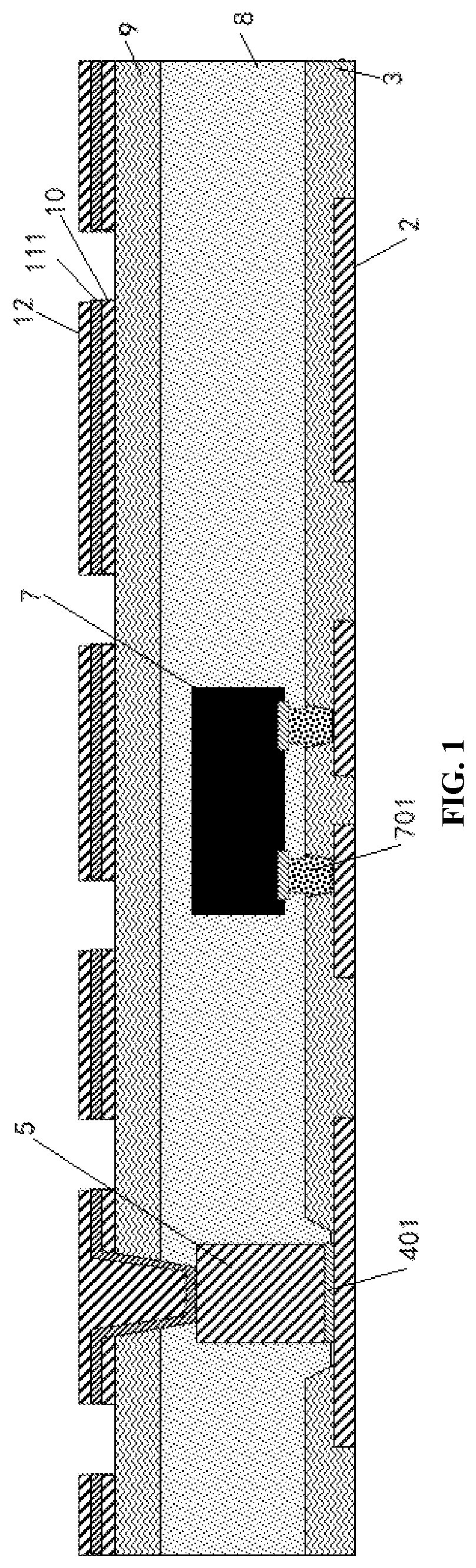 Patent US12588543 — Embedded flip chip package substrate and manufacturing method thereof — Figure 1