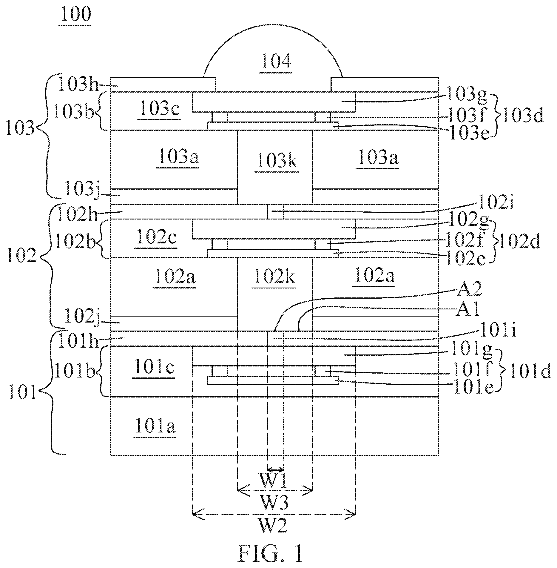 Patent US12588553 — Semiconductor structure having conductive pad with protrusion and manufacturing method thereof — Figure 1