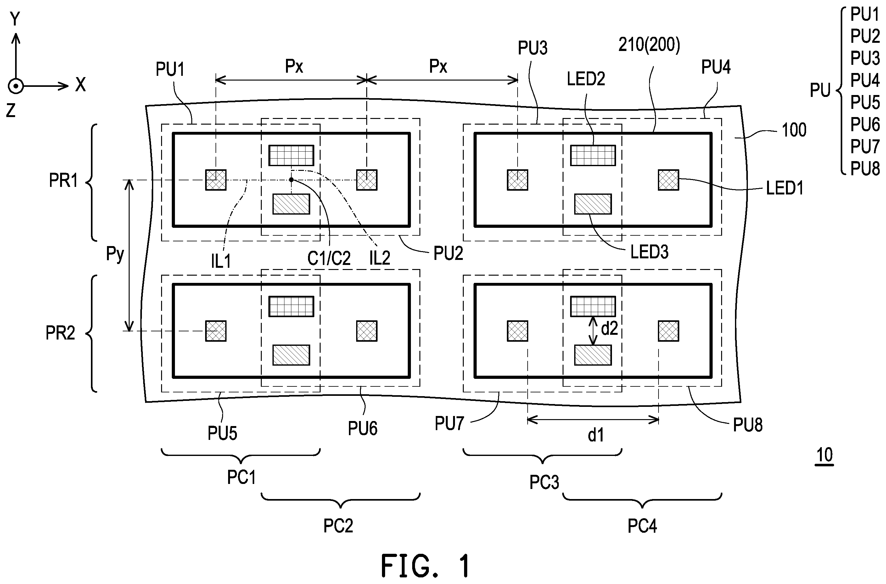 Patent US12588556 Figure 1 – Display apparatus