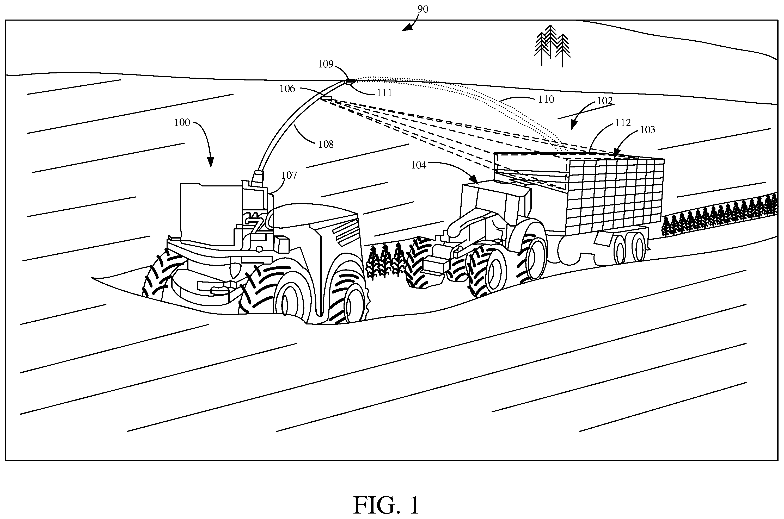 Patent US12588593 Figure 1 – Fill profile and tracking control during an unloading operation based on a CAD file