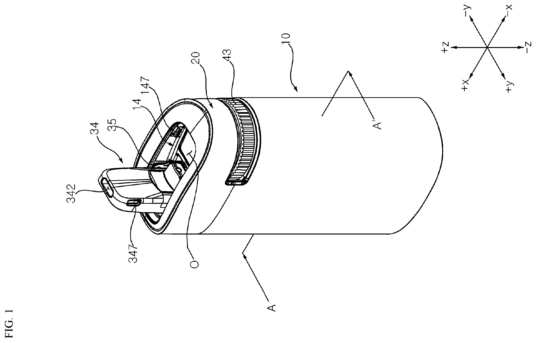 Patent US12588704 Figure 1 – Aerosol-generating device