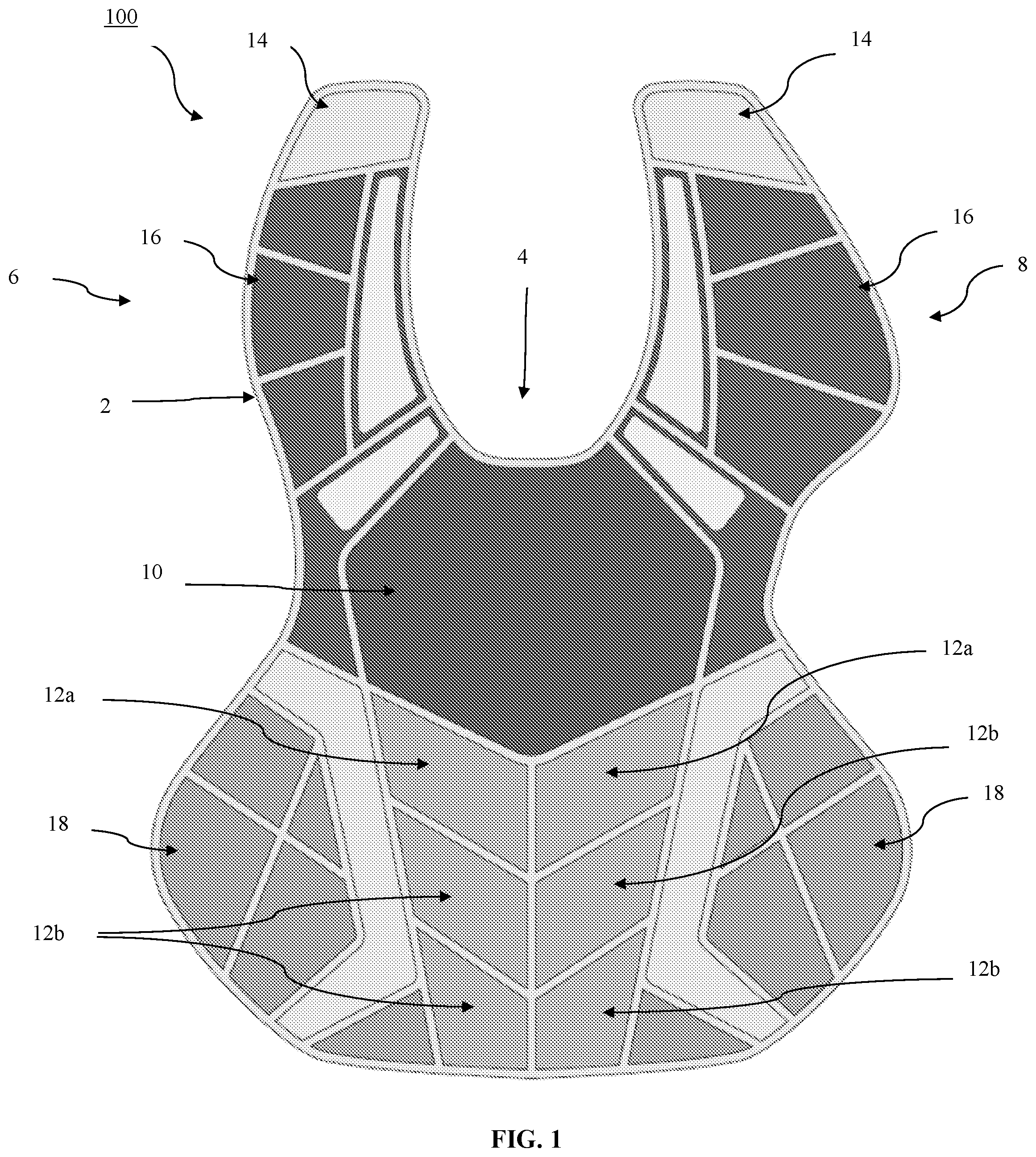 Patent US12588719 Figure 1 – Chest protector