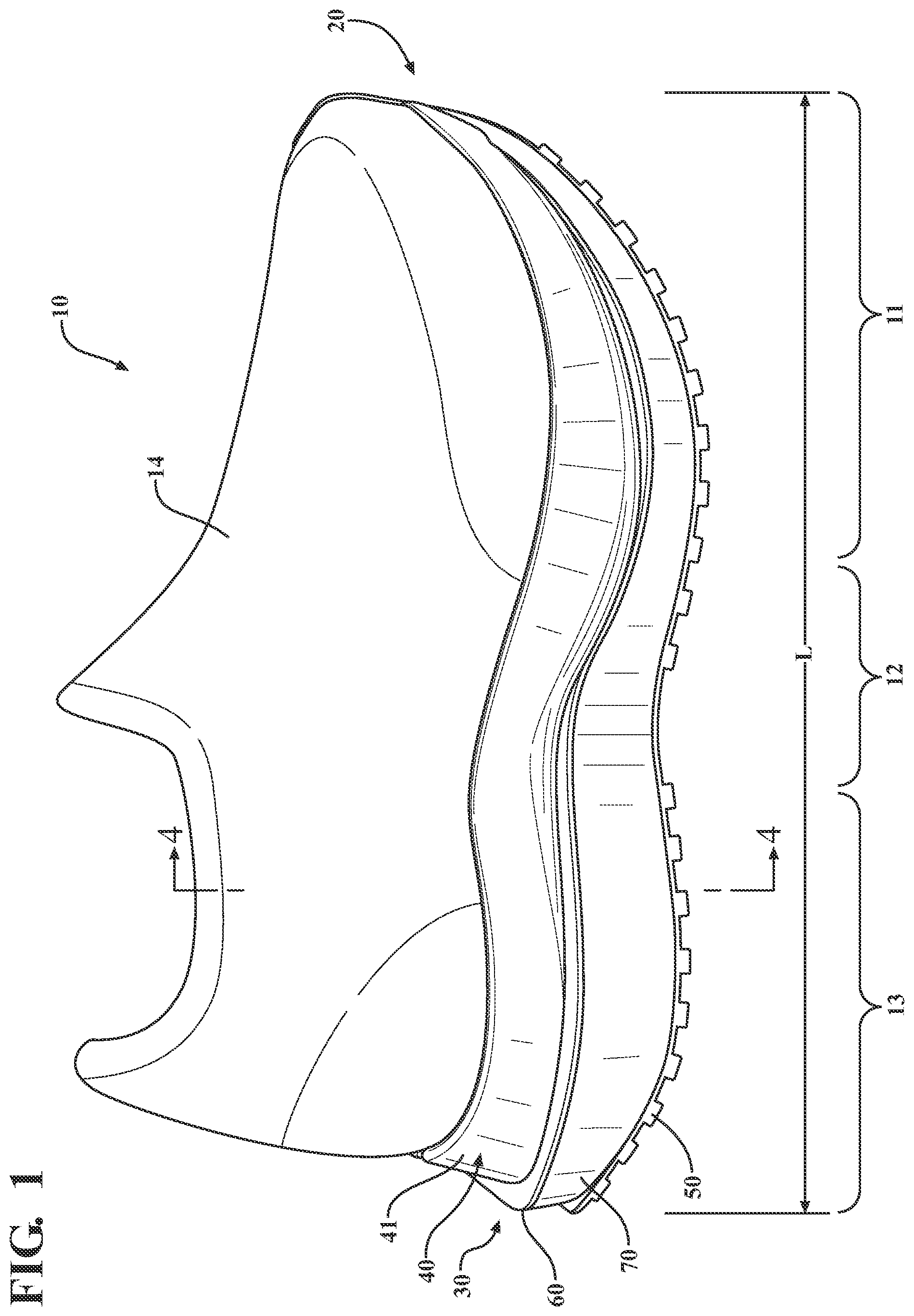 Patent US12588737 — Footwear sole and related method of use — Figure 1