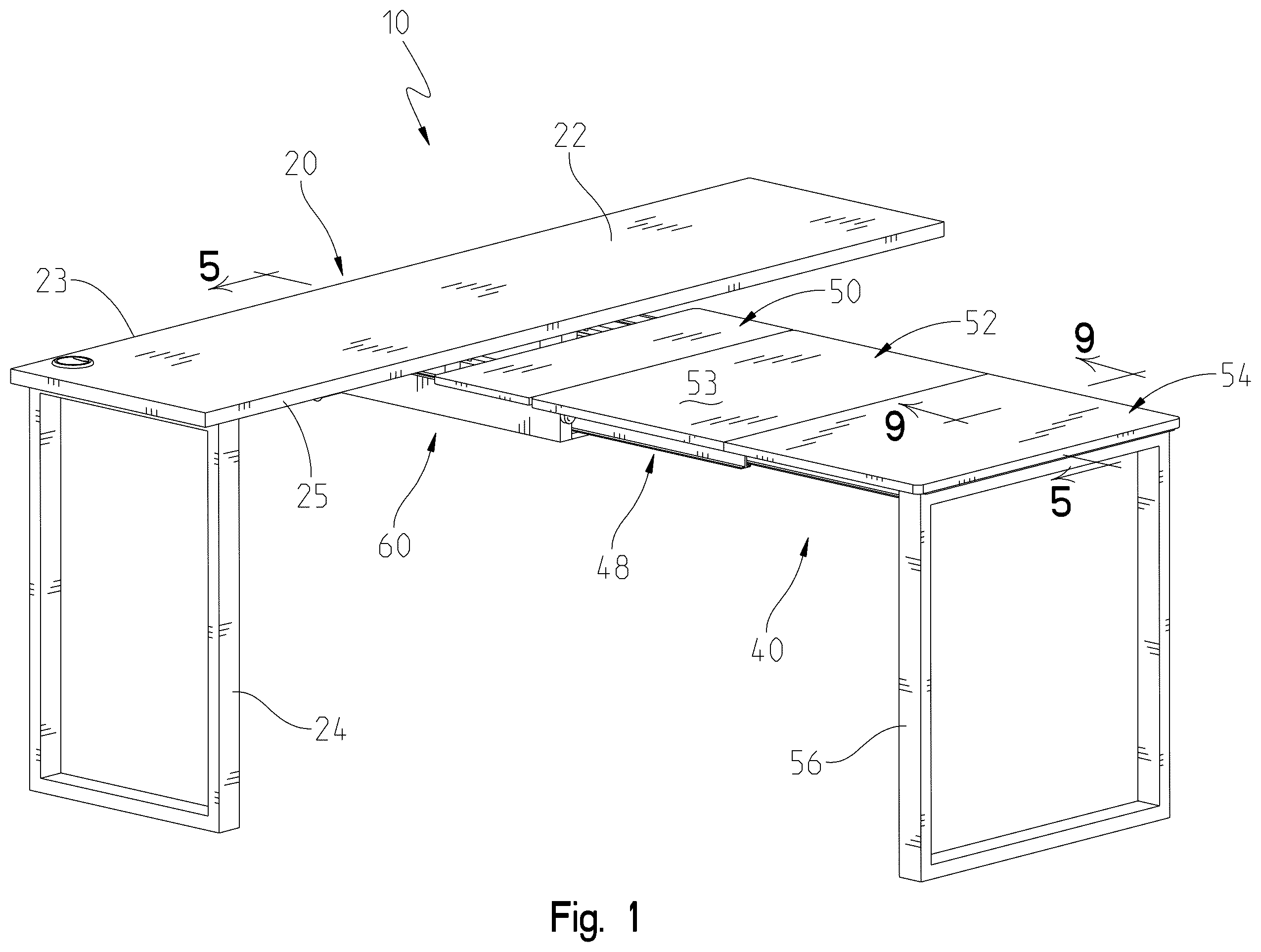 Patent US12588752 — Sliding desk — Figure 1