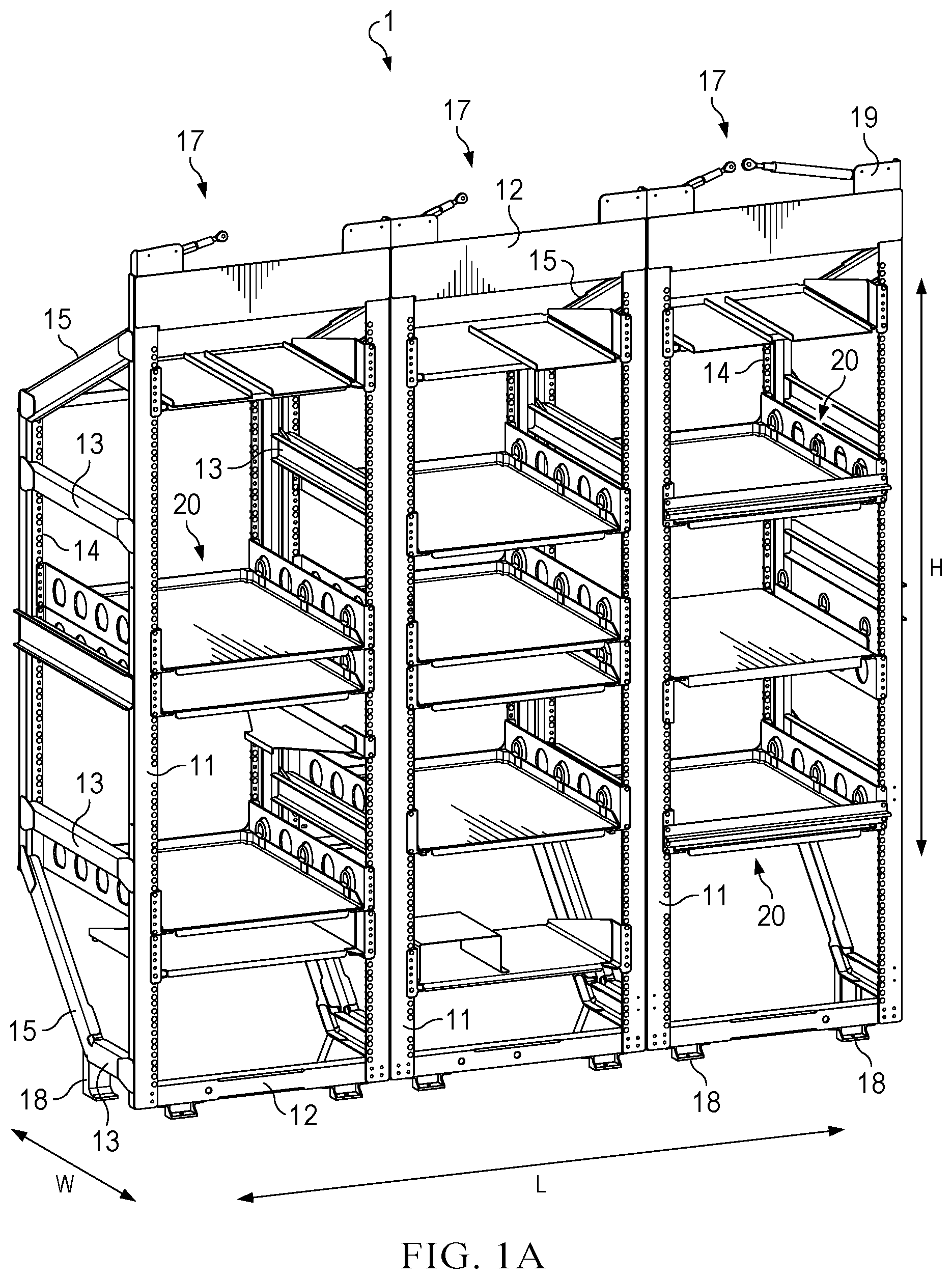 Patent US12588758 — Rack shelf systems and method for loading payloads into a rack shelf system — Figure 1
