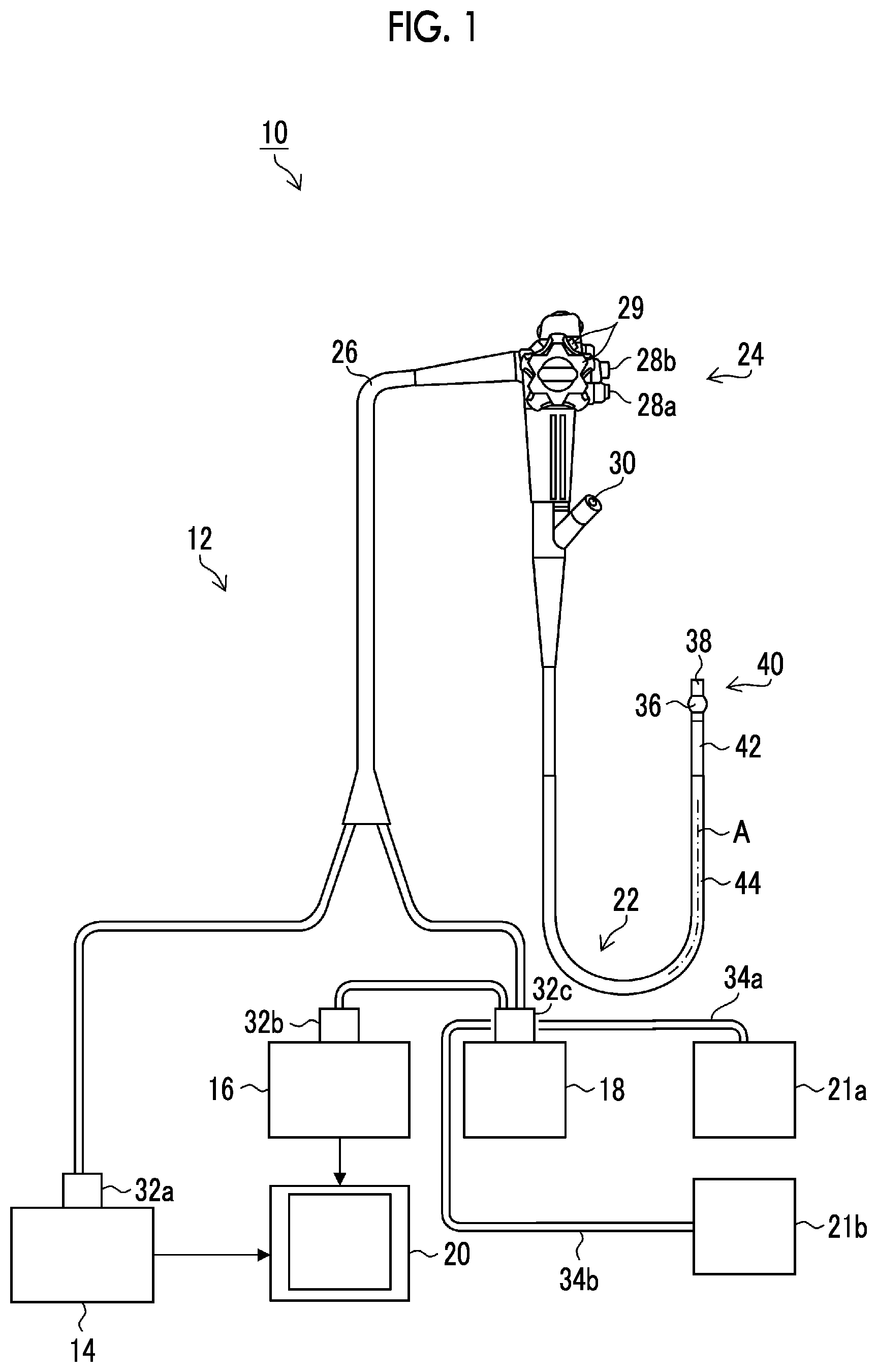 Patent US12588889 Figure 1 – Ultrasonic endoscope