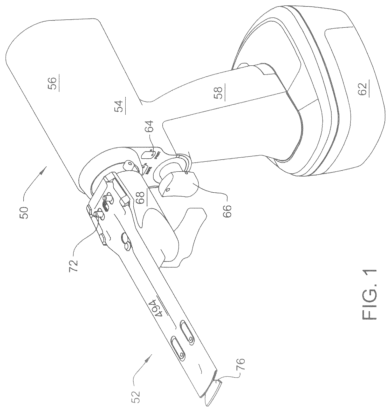 Patent US12588912 — Surgical saw for actuating a saw blade with an oscillating head, the saw having a coupling assembly for releasably holding the saw blade — Figure 1