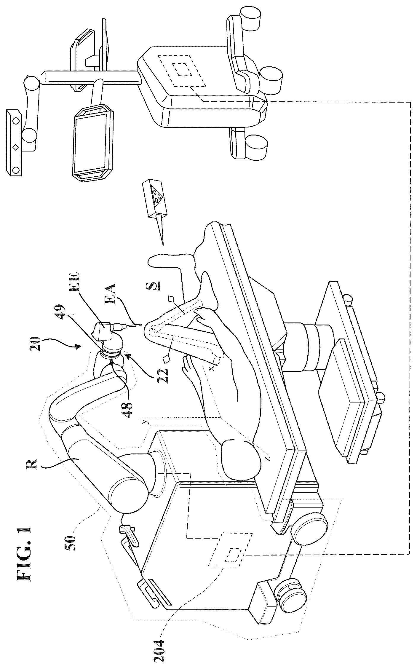 Patent US12588966 — Robotic surgical system with illumination device to indicate mounting assembly installation condition — Figure 1