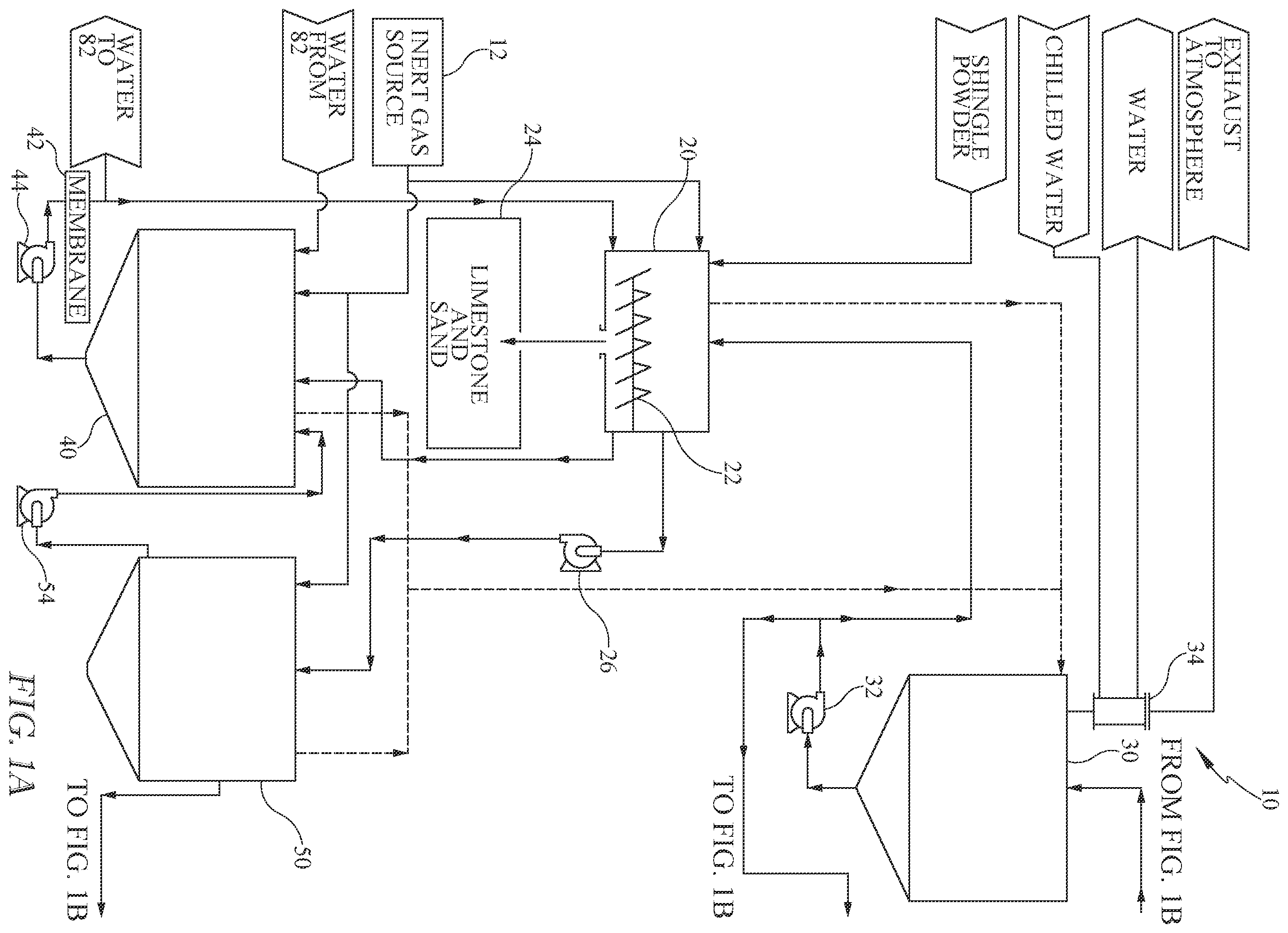 Patent US12590250 Figure 1 – System and method for separating bitumen from shingle powder