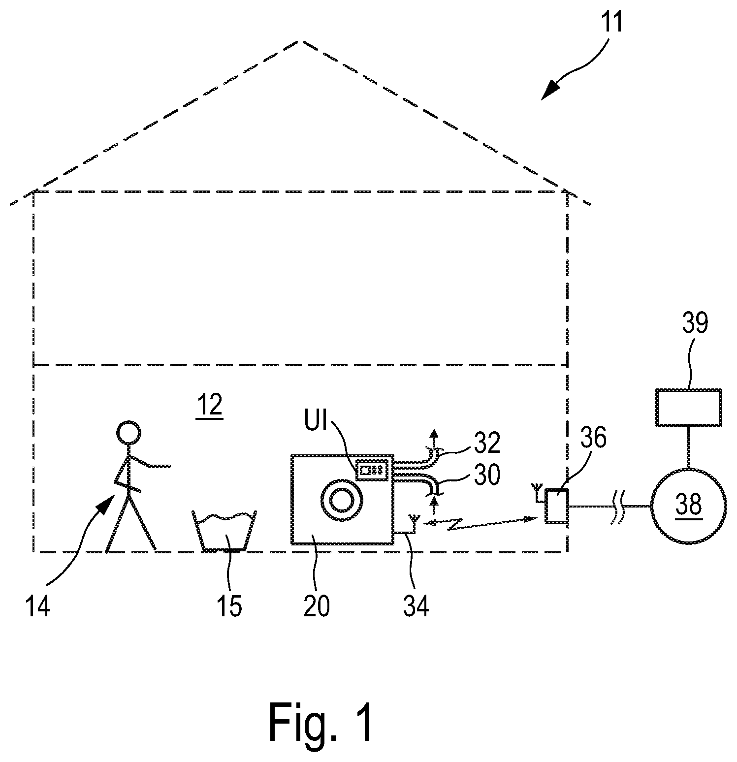 Patent US12590398 — Water bearing appliance, control method, and system — Figure 1
