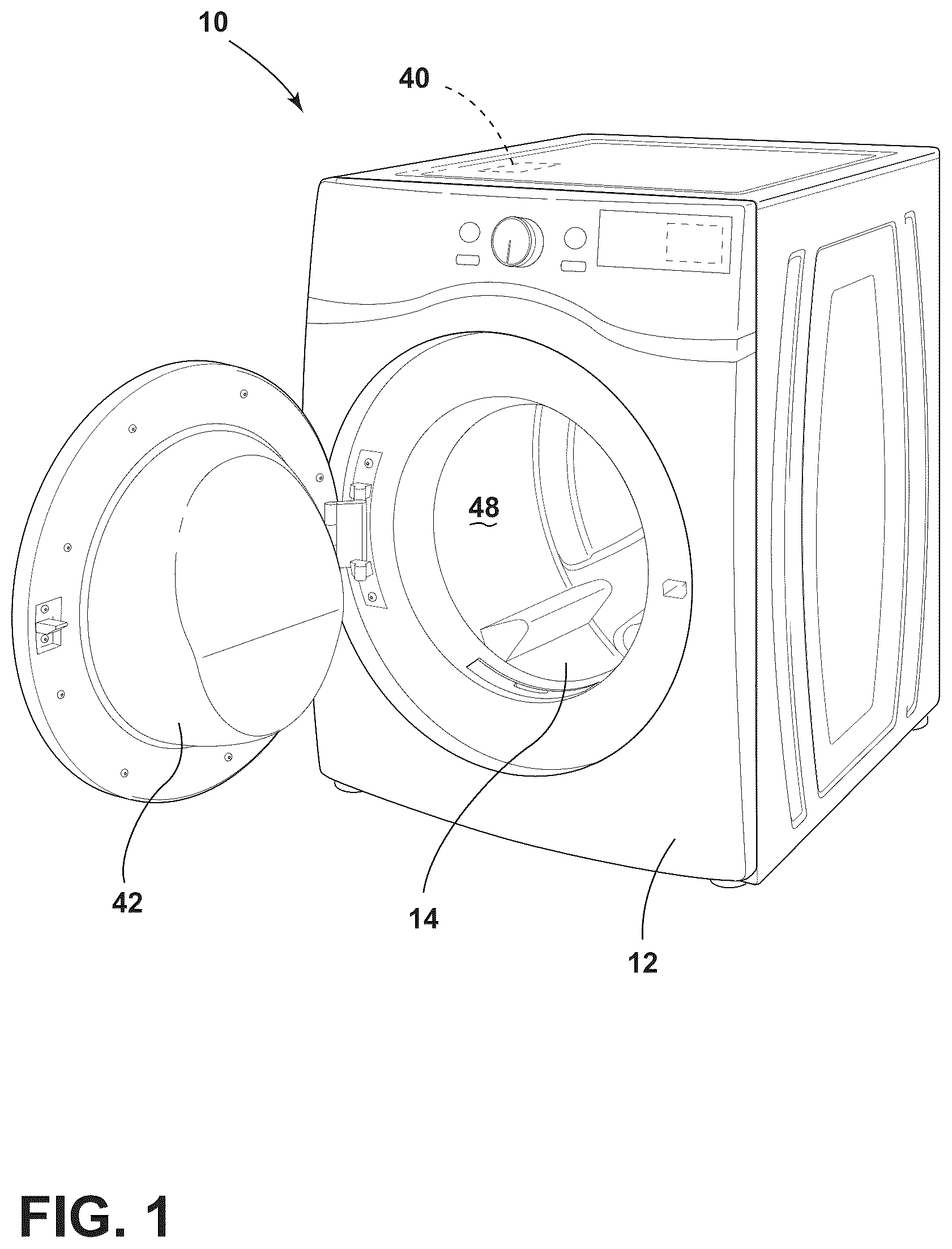 Patent US12590403 — Combination laundry appliance with heat pump assembly — Figure 1
