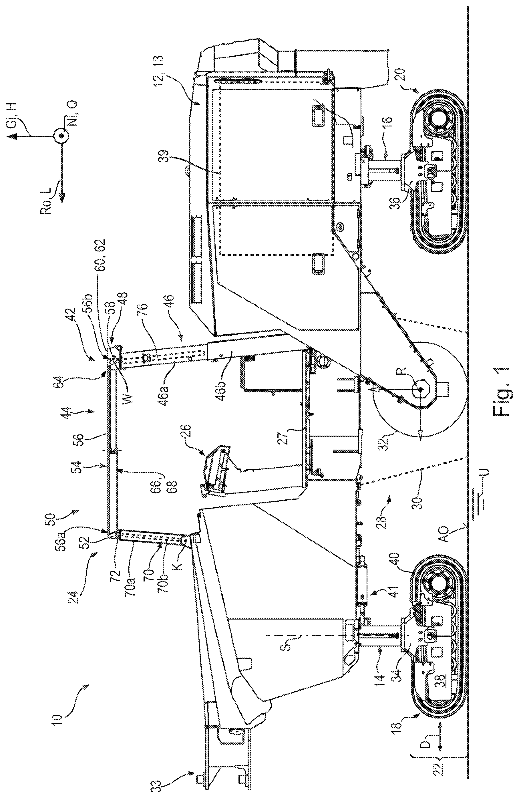 Patent US12590424 — Self-propelled earth working machine having a canopy variable in length in the longitudinal direction of the machine — Figure 1