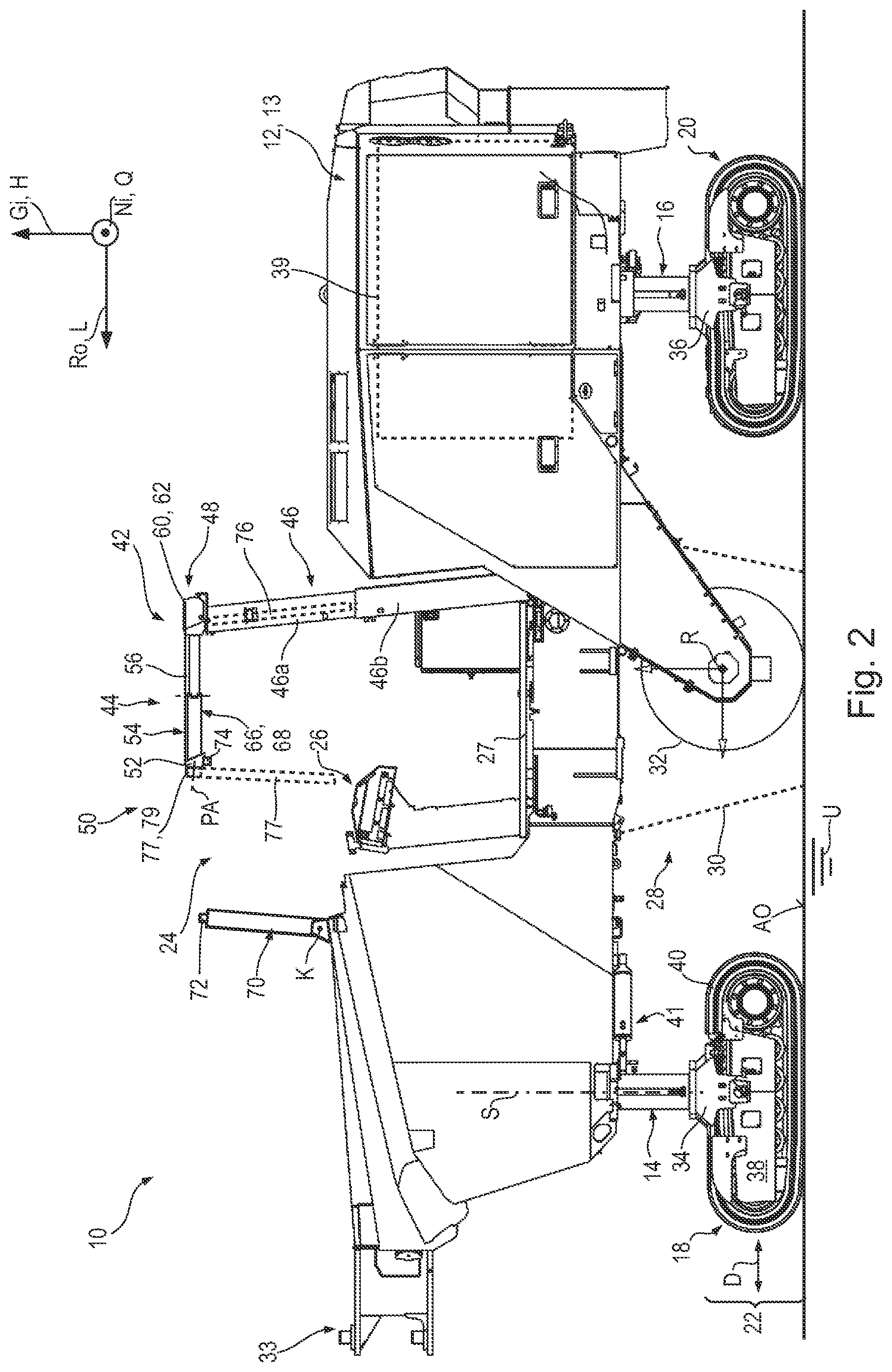 Patent US12590424 Figure 2 – Self-propelled earth working machine having a canopy variable in length in the longitudinal direction of the machine