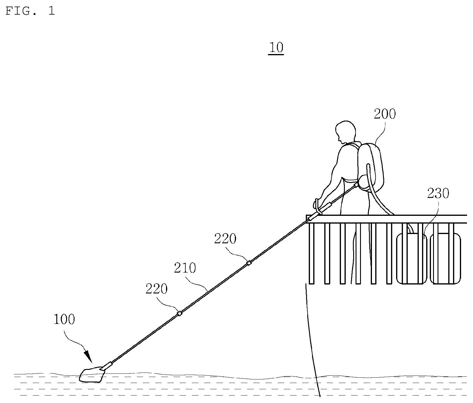 Patent US12590431 Figure 1 – Portable oil skimmer