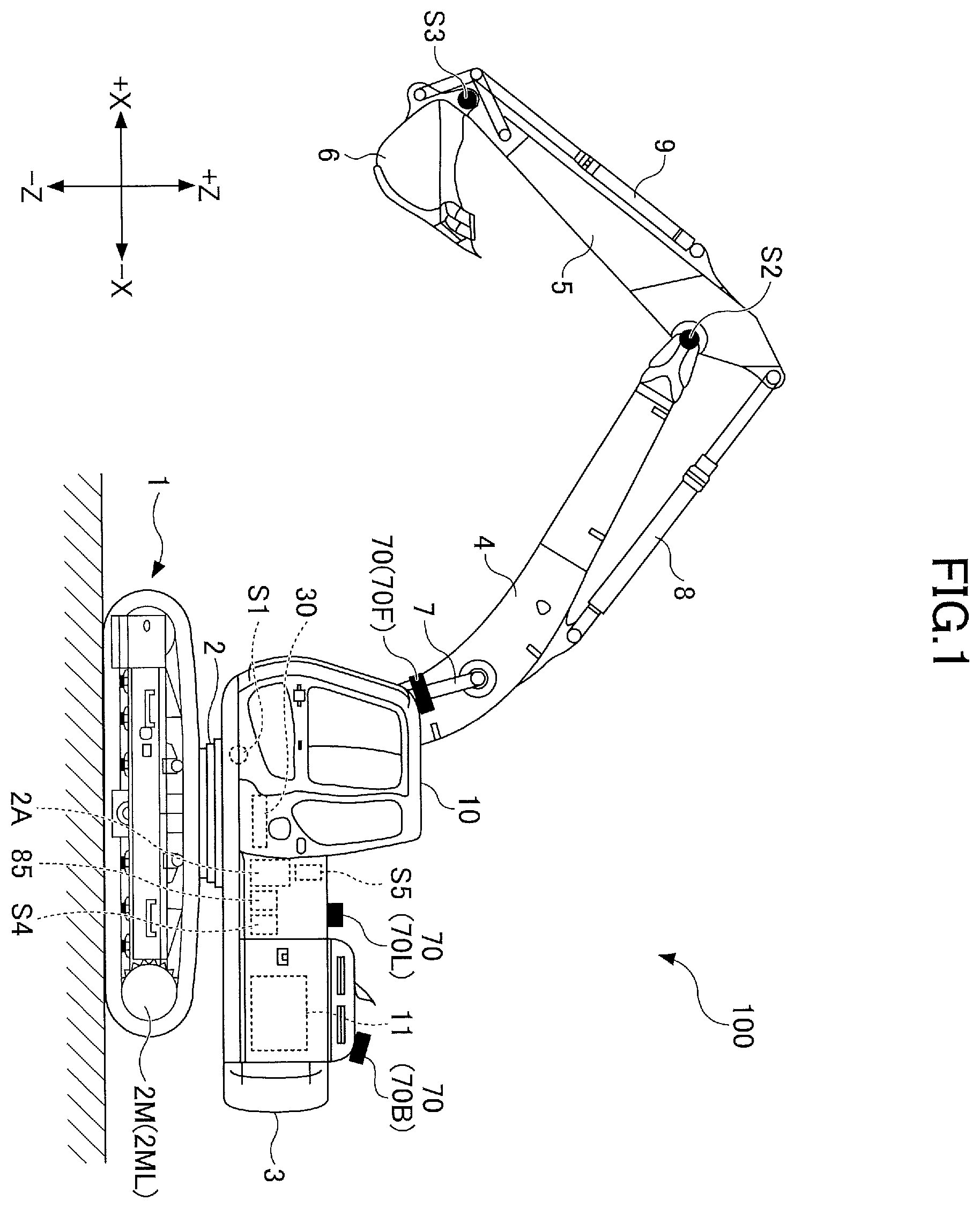 Patent US12590436 Figure 1 – Shovel capable of preventing motion thereof from being uniformly restricted
