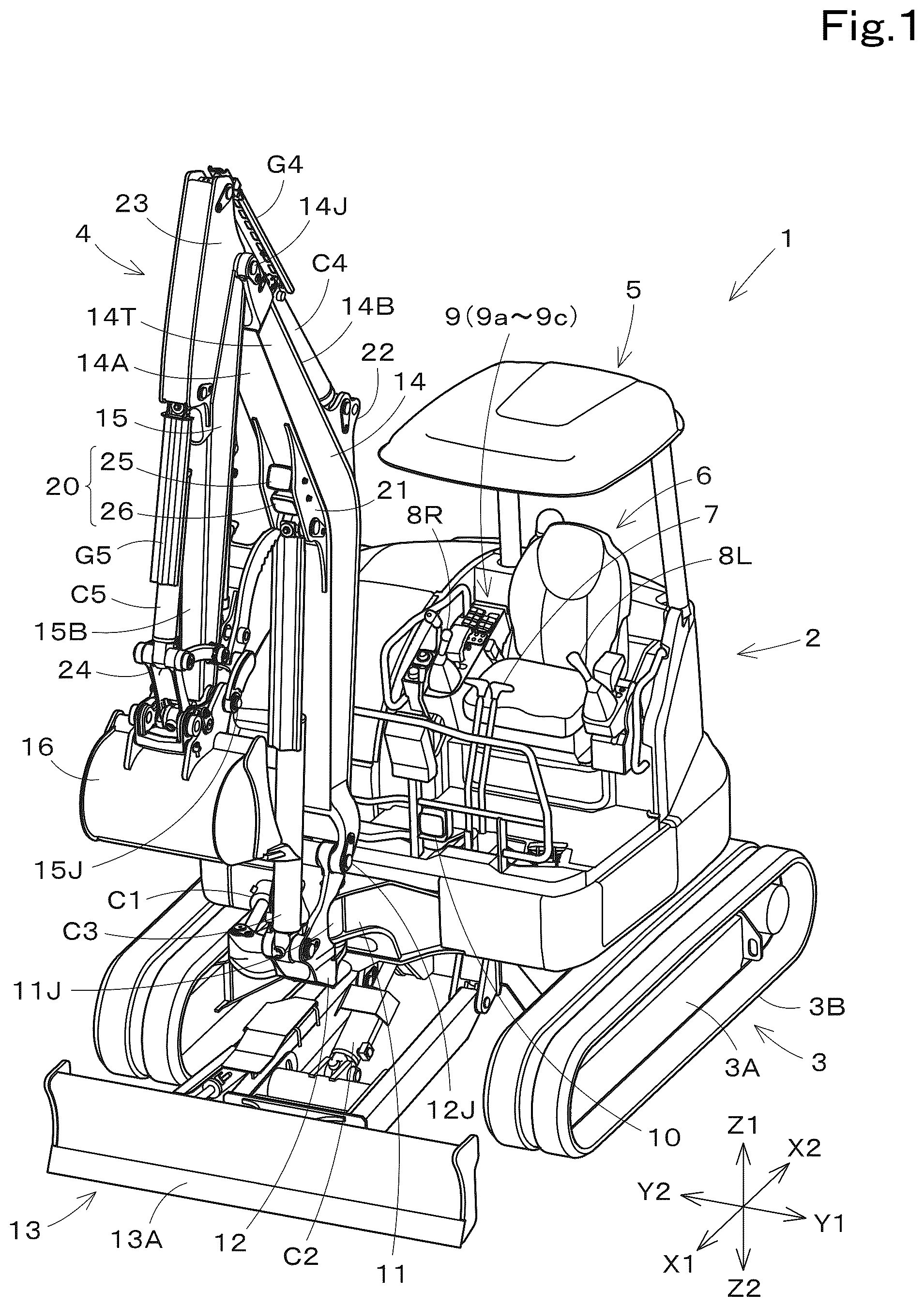 Patent US12590443 Figure 1 – Working machine