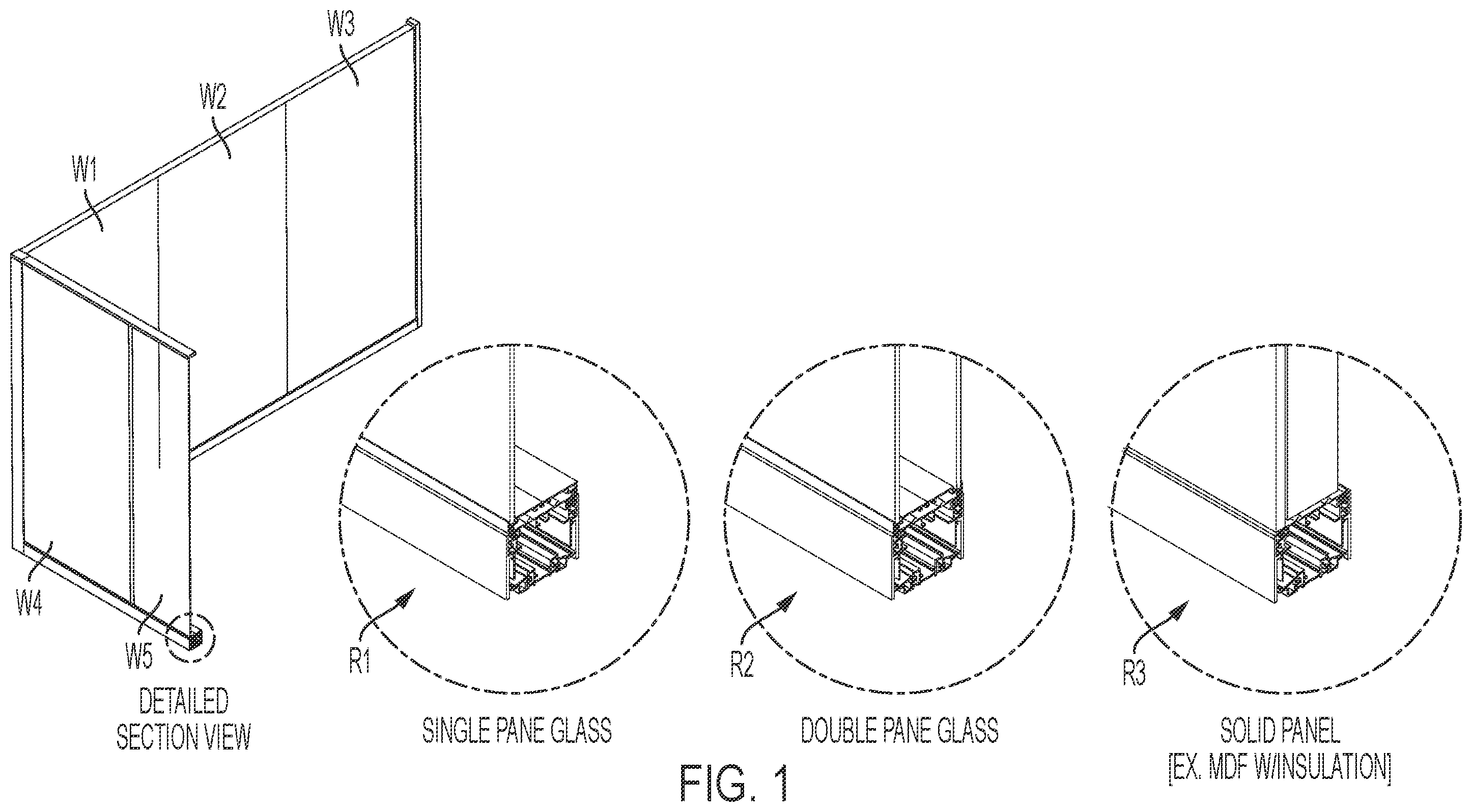Patent US12590457 Figure 1 – System and method for mounting a panel to an internal frame of a modular wall