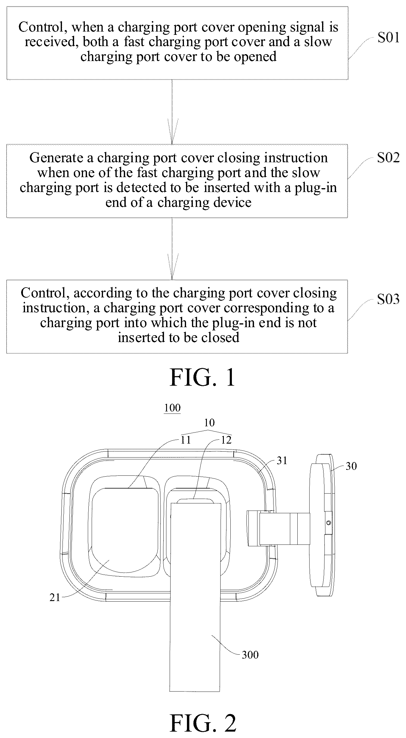 Patent US12590488 — Vehicle charging port cover control method and vehicle charging port cover control device — Figure 1