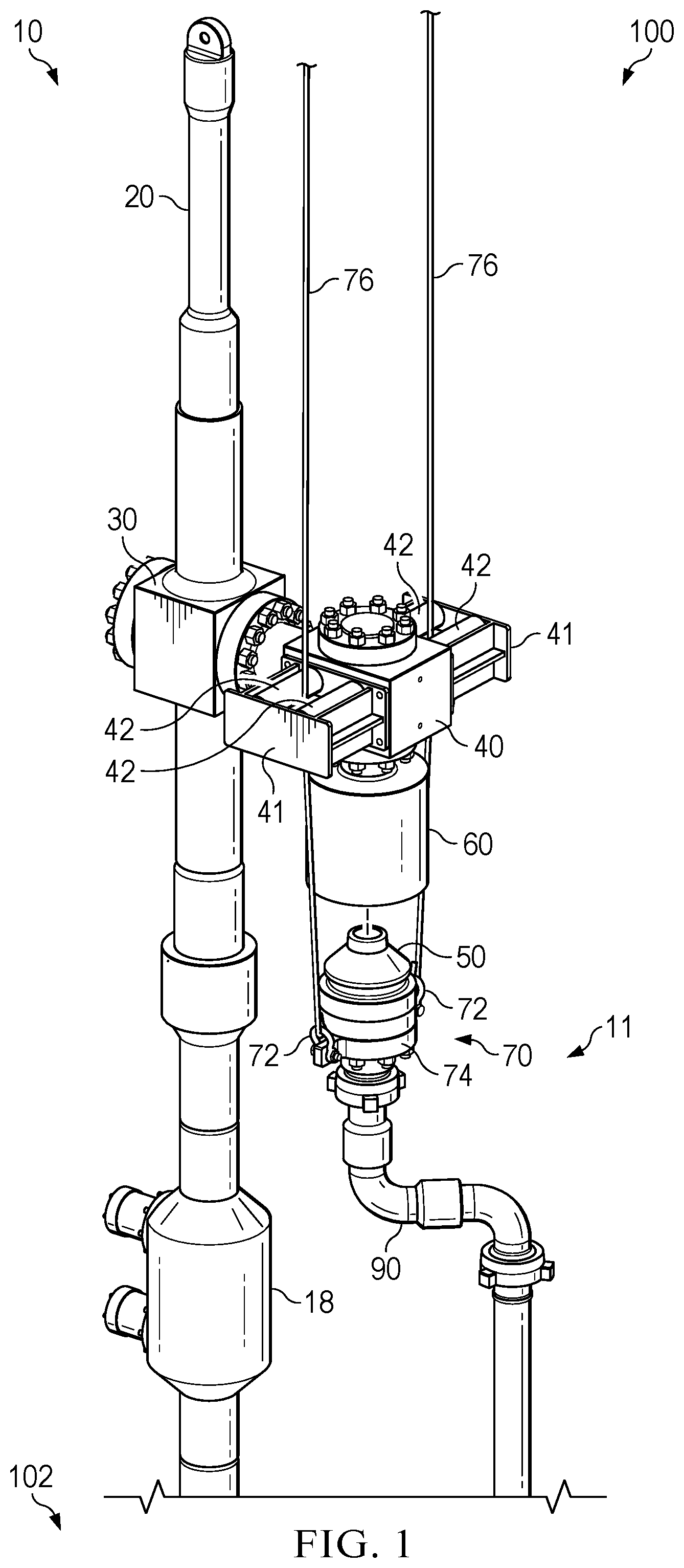 Patent US12590523 — Hands free frac line connection method and system — Figure 1