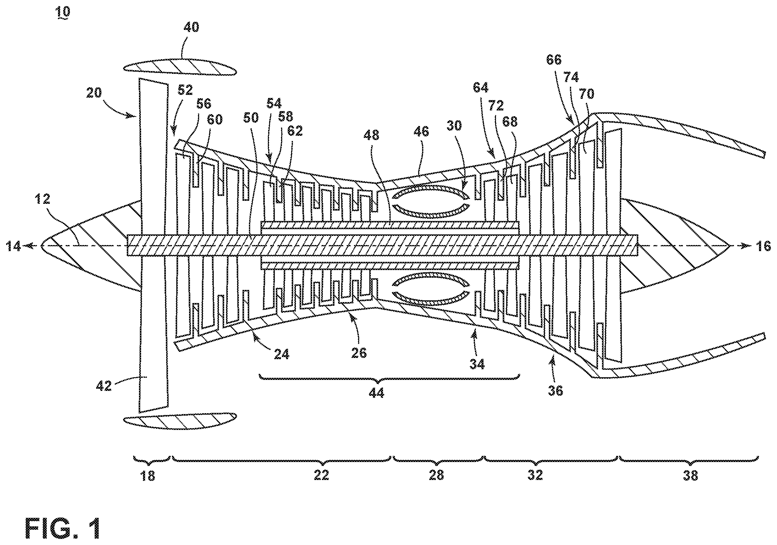 Patent US12590546 — Engine component assembly with a cooling aperture — Figure 1